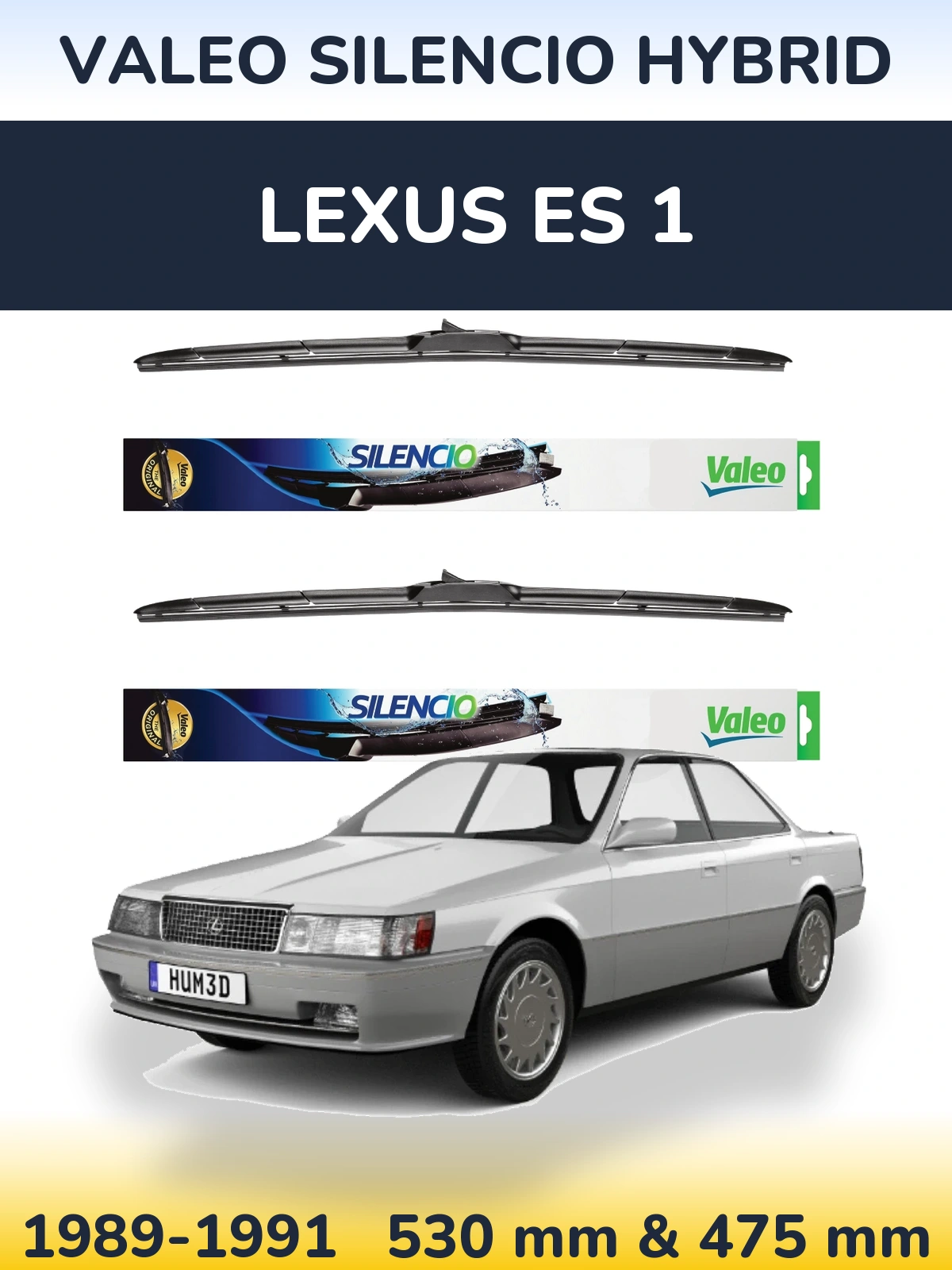 Комплект передних дворников Valeo Silencio Hybrid 530 & 475 мм для Lexus ES 1 1989-1991