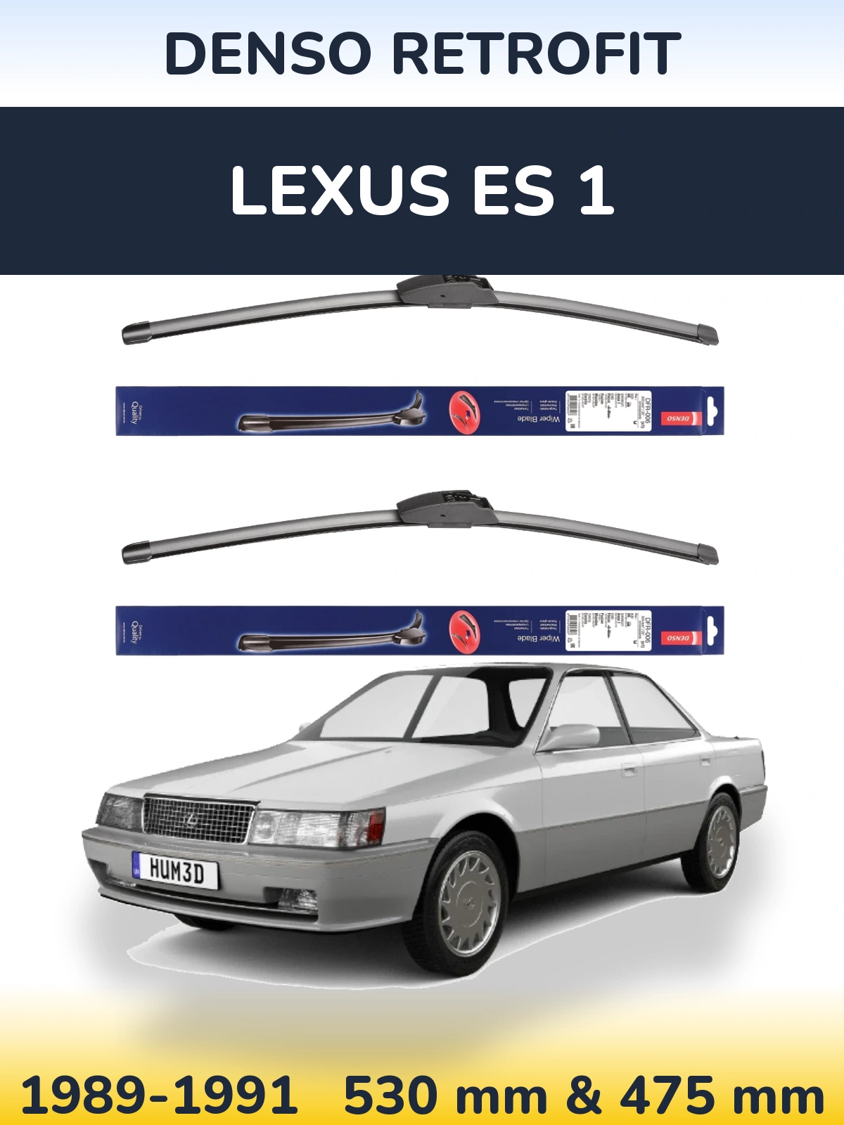 Комплект передних дворников Denso Retrofit 530 & 475 мм для Lexus ES 1 1989-1991
