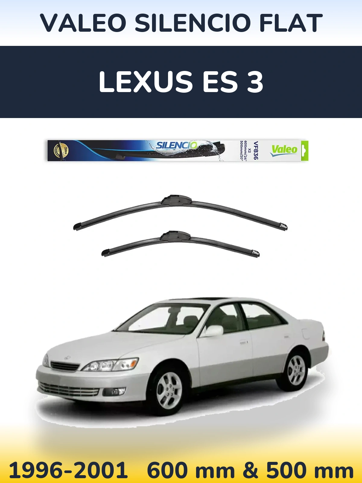 Front wiper blade set Valeo Silencio Flat 600 & 500 мм for Lexus ES 3 1996-2001