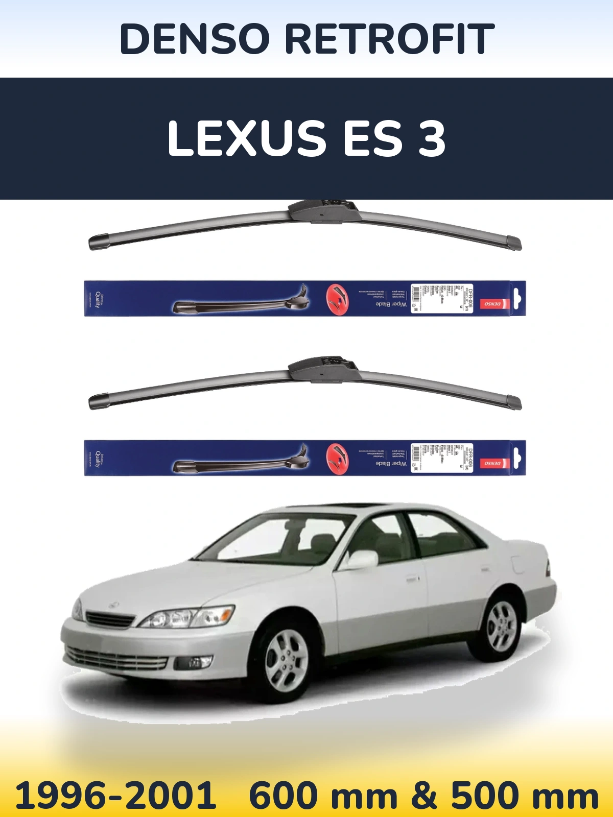 Front wiper blade set Denso Retrofit 600 & 500 мм for Lexus ES 3 1996-2001