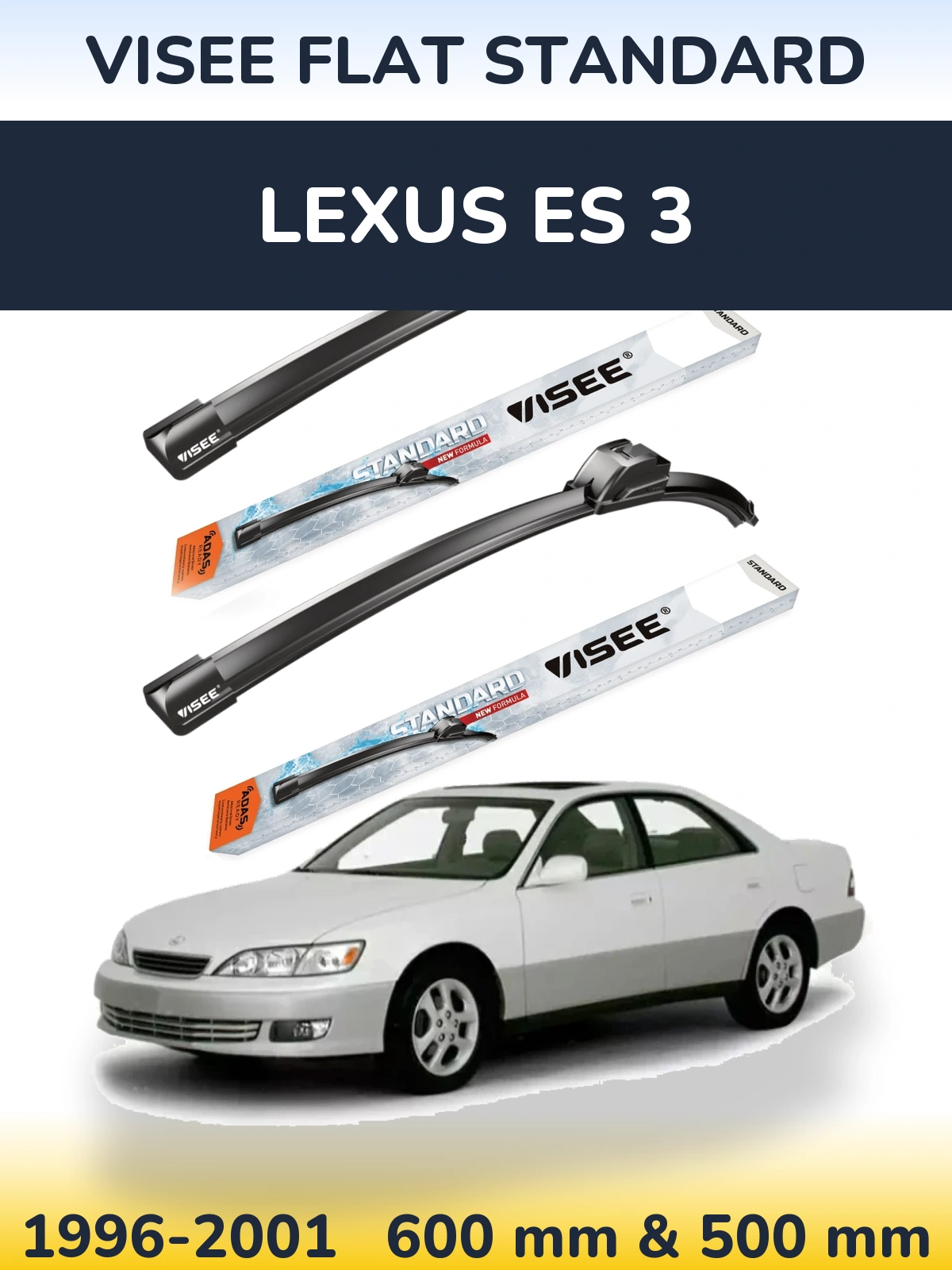 Front wiper blade set VISEE FLAT STANDARD 600 & 500 мм for Lexus ES 3 1996-2001
