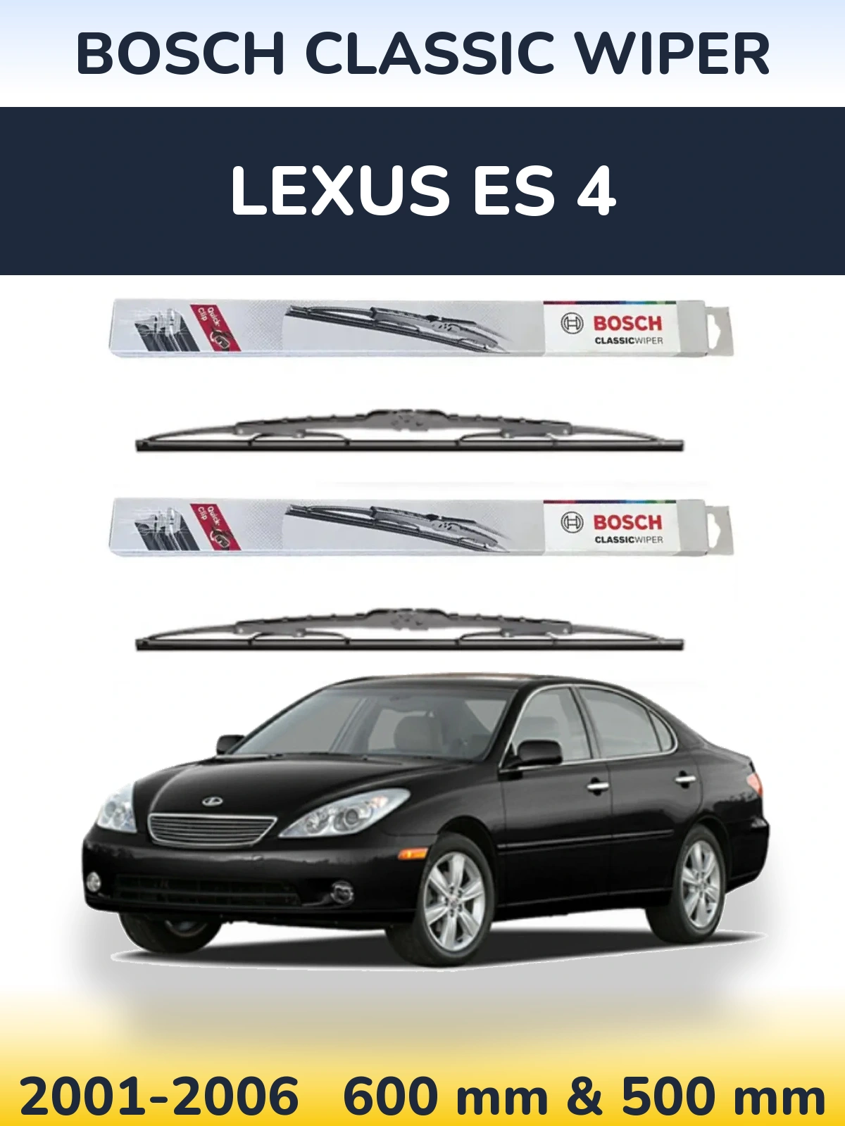Komplet przednich wycieraczek BOSCH Classic Wiper 600 & 500 mm do Lexus ES 4 2001-2006