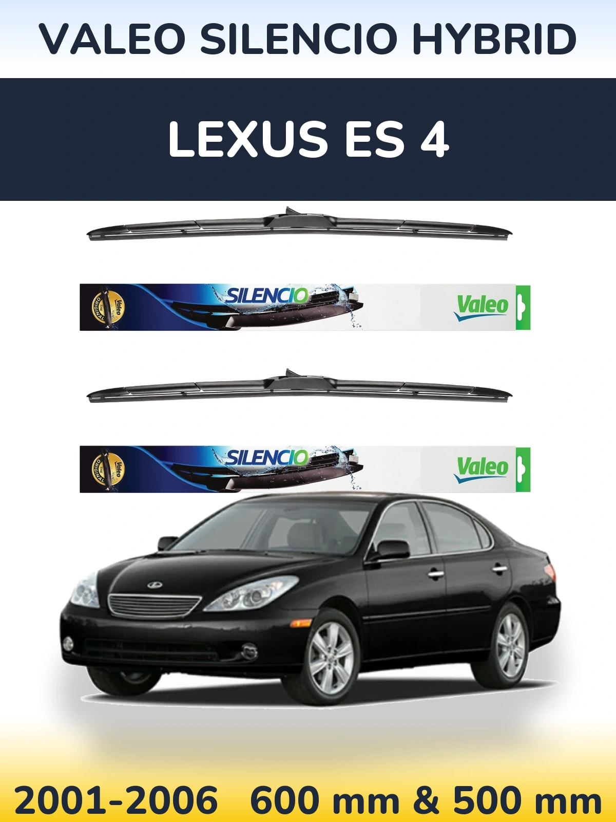 Front wiper blade set Valeo Silencio Hybrid 600 & 500 мм for Lexus ES 4 2001-2006