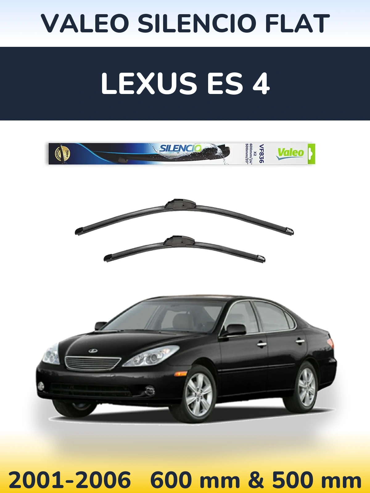 Front wiper blade set Valeo Silencio Flat 600 & 500 мм for Lexus ES 4 2001-2006