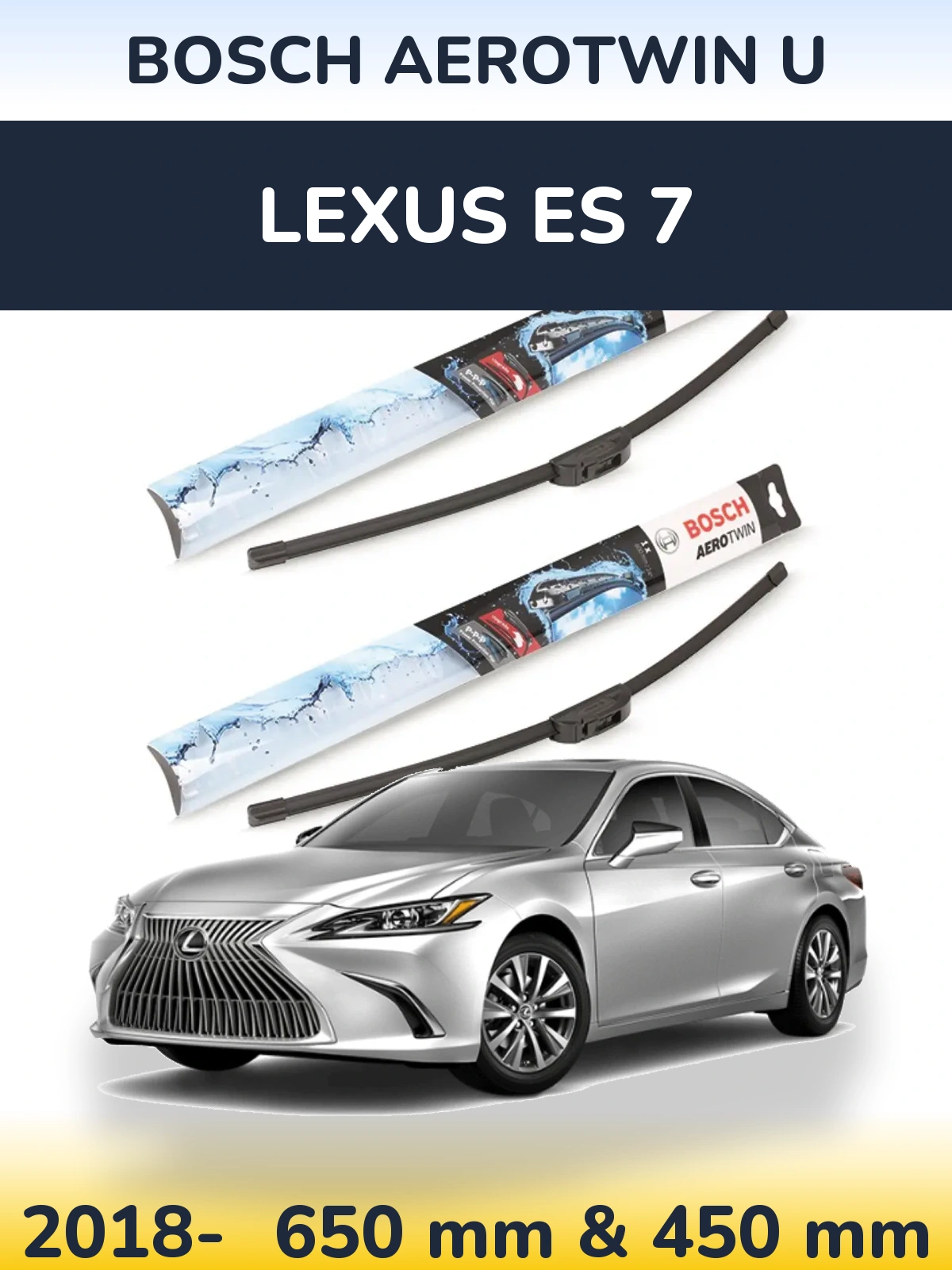 Комплект передних дворников BOSCH AeroTwin U 650 & 450 мм для Lexus ES 7 2018-2026