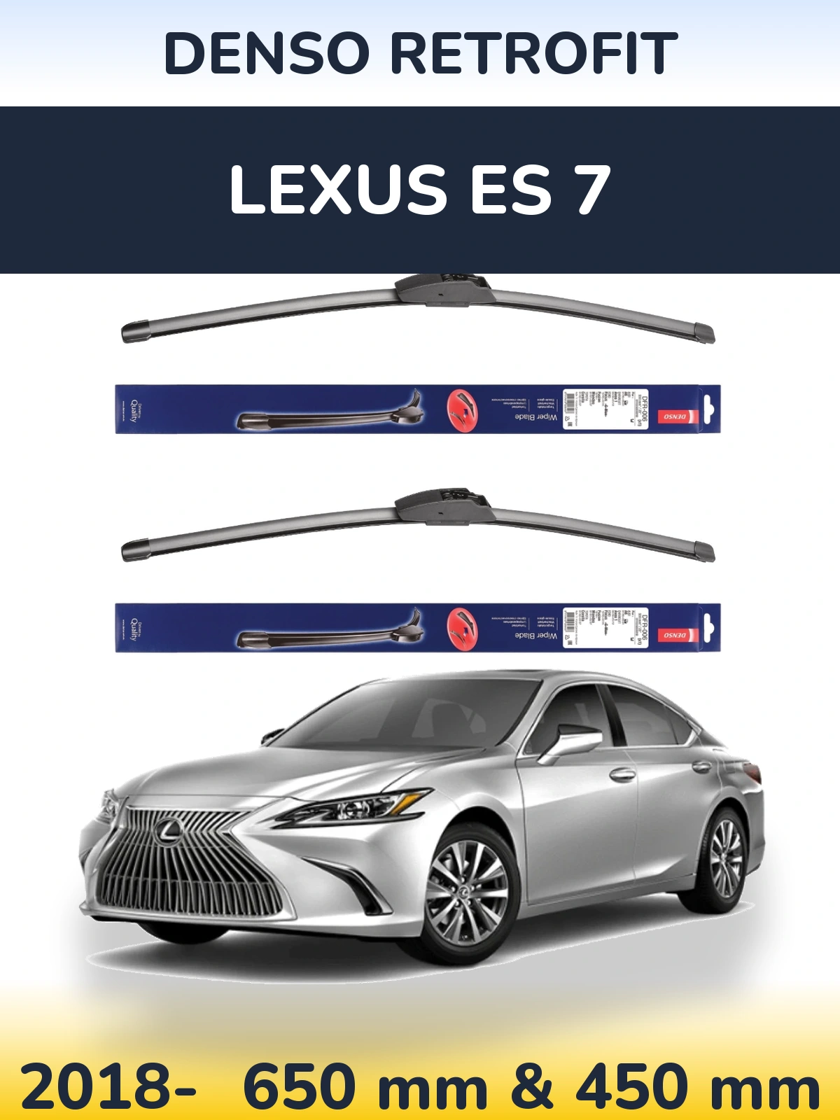 Komplet przednich wycieraczek Denso Retrofit 650 & 450 mm do Lexus ES 7 2018-2026