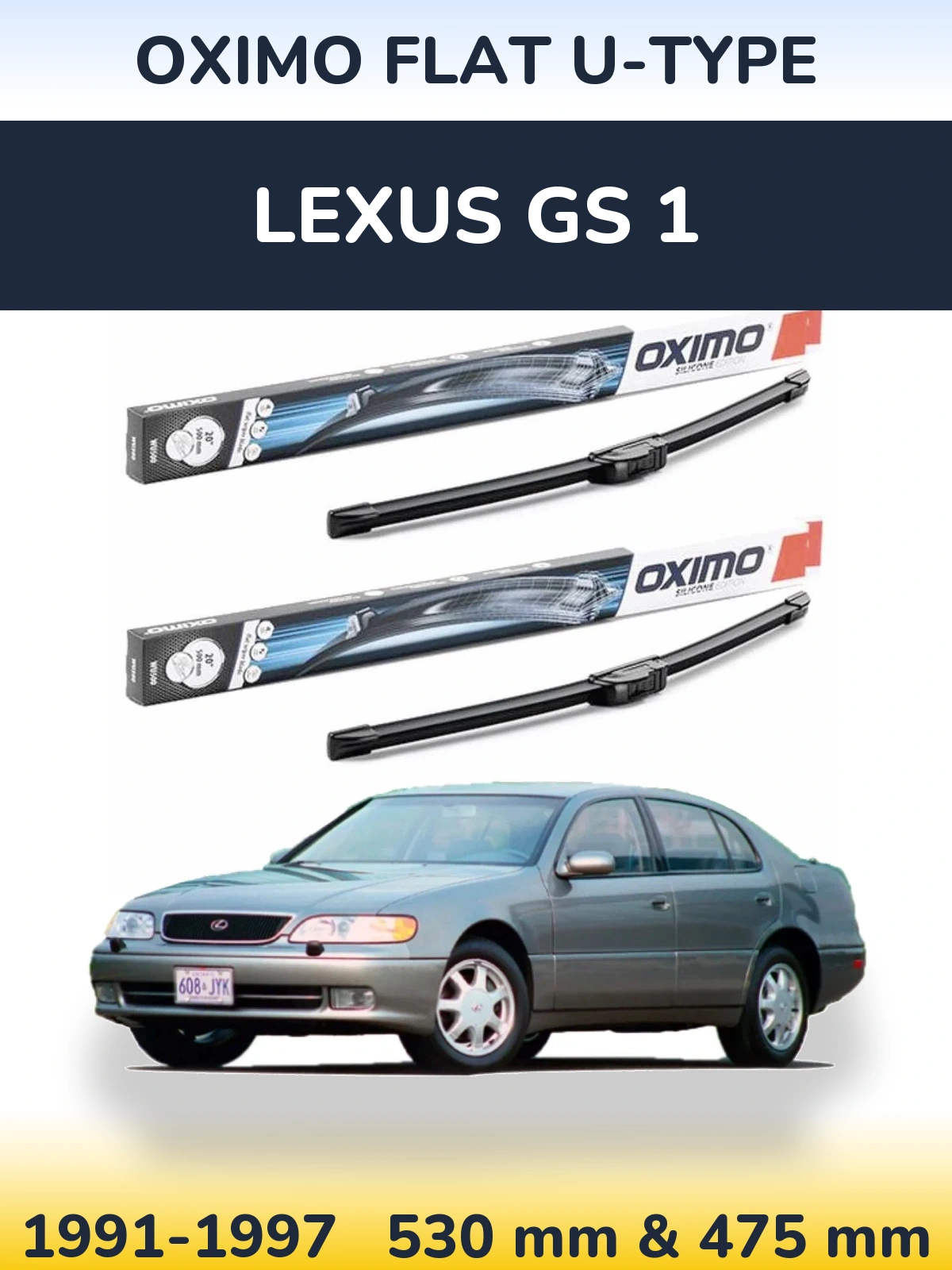 Komplet przednich wycieraczek Oximo Flat U-type 530 & 475 mm do Lexus GS 1 1991-1997