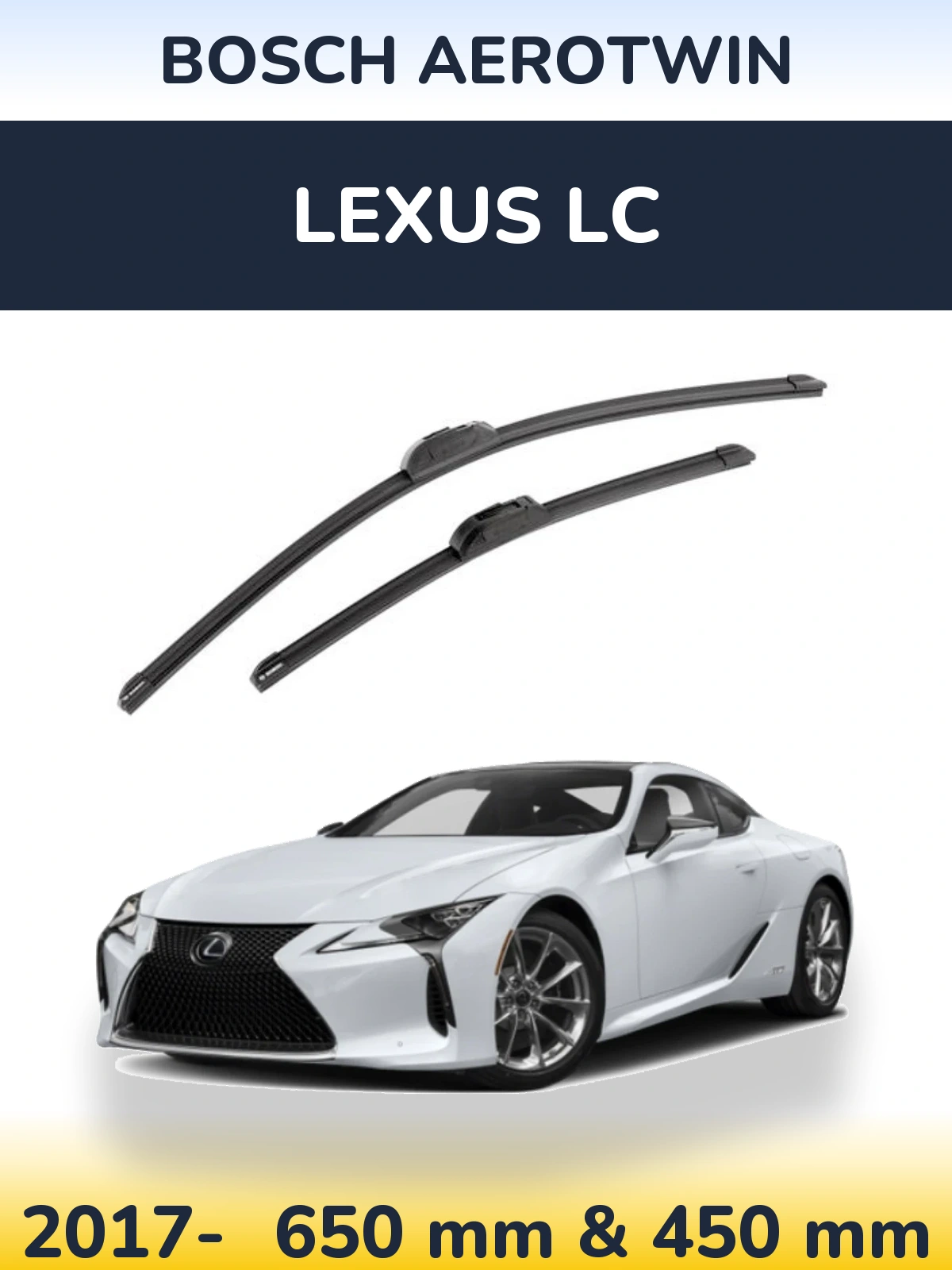 Комплект передних дворников BOSCH AeroTwin 650 & 450 мм для Lexus LC 2017-2026