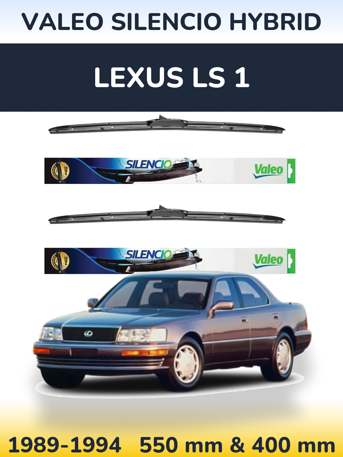 Front wiper blade set Valeo Silencio Hybrid 550 & 400 мм for Lexus LS 1 1989-1994