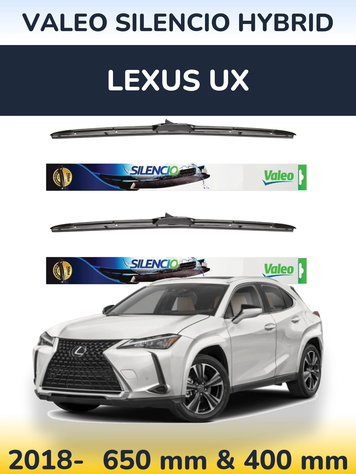 Комплект передних дворников Valeo Silencio Hybrid 650 & 400 мм для Lexus UX 2018-2026