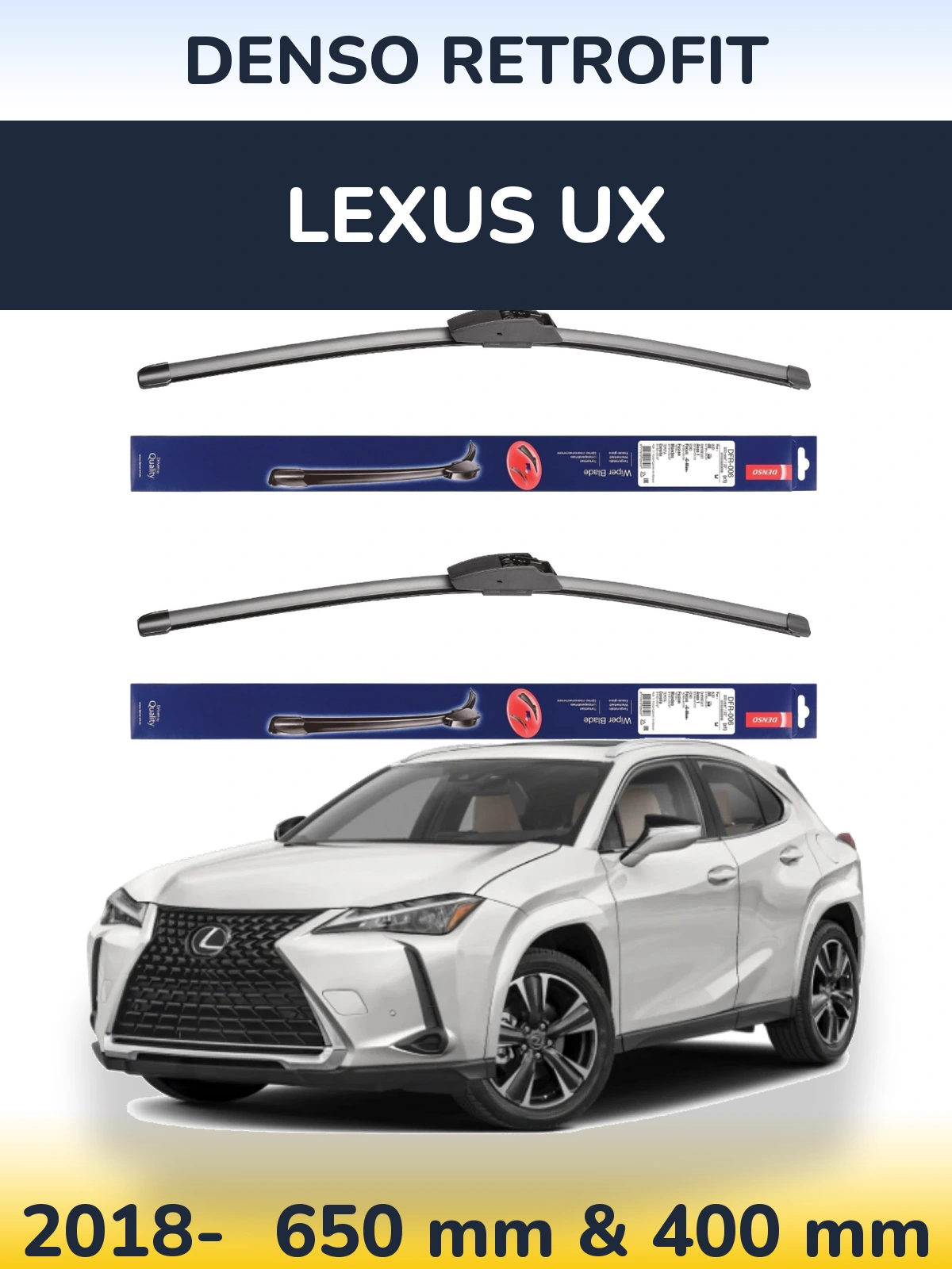 Front wiper blade set Denso Retrofit 650 & 400 мм for Lexus UX 2018-2026