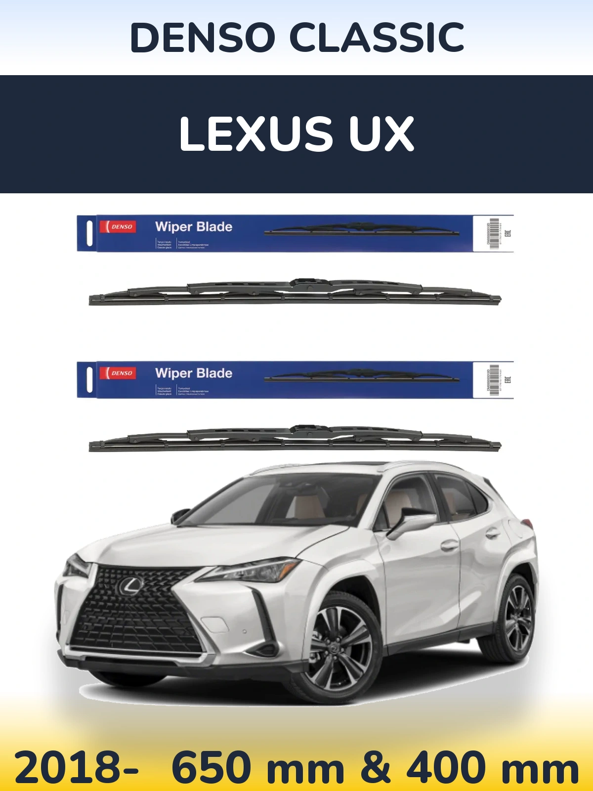 Front wiper blade set Denso Classic 650 & 400 мм for Lexus UX 2018-2026