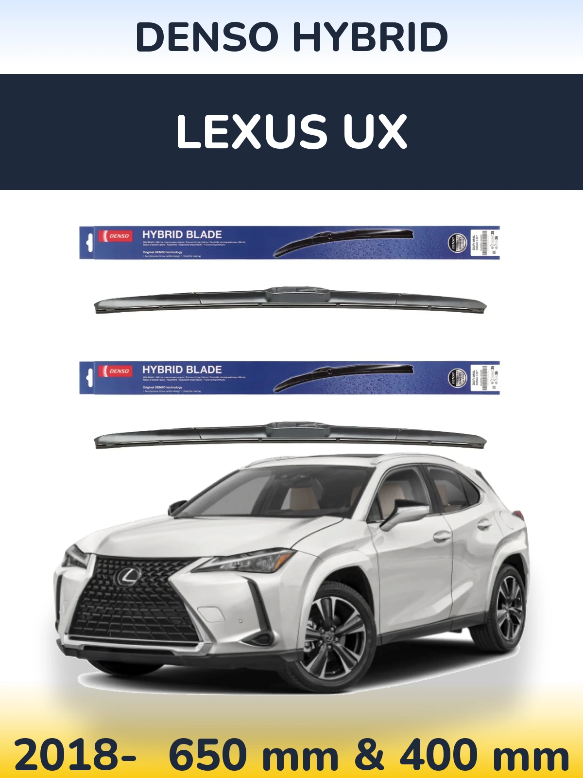 Комплект передніх щіток Denso Hybrid 650 & 400 мм для Lexus UX 2018-2026