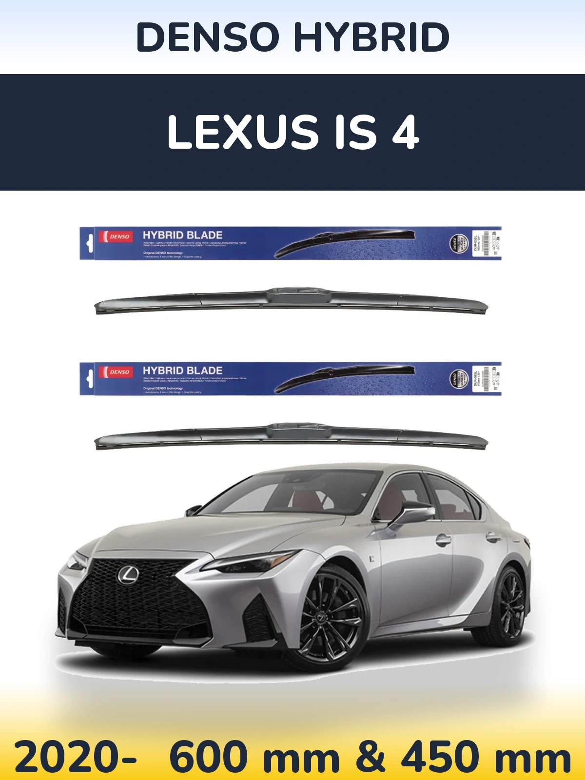Komplet przednich wycieraczek Denso Hybrid 600 & 450 mm do Lexus IS 4 2020-2026