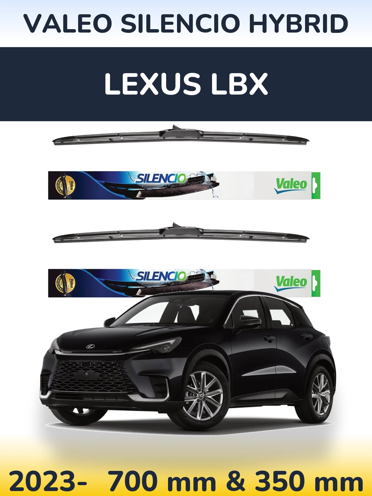 Front wiper blade set Valeo Silencio Hybrid 700 & 350 мм for Lexus LBX 2023-2026