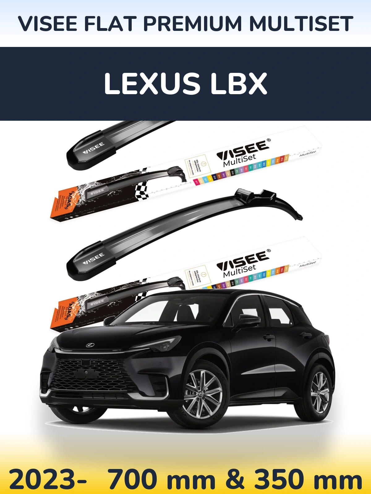 Комплект передних дворников VISEE FLAT PREMIUM MultiSet 700 & 350 мм для Lexus LBX 2023-2026