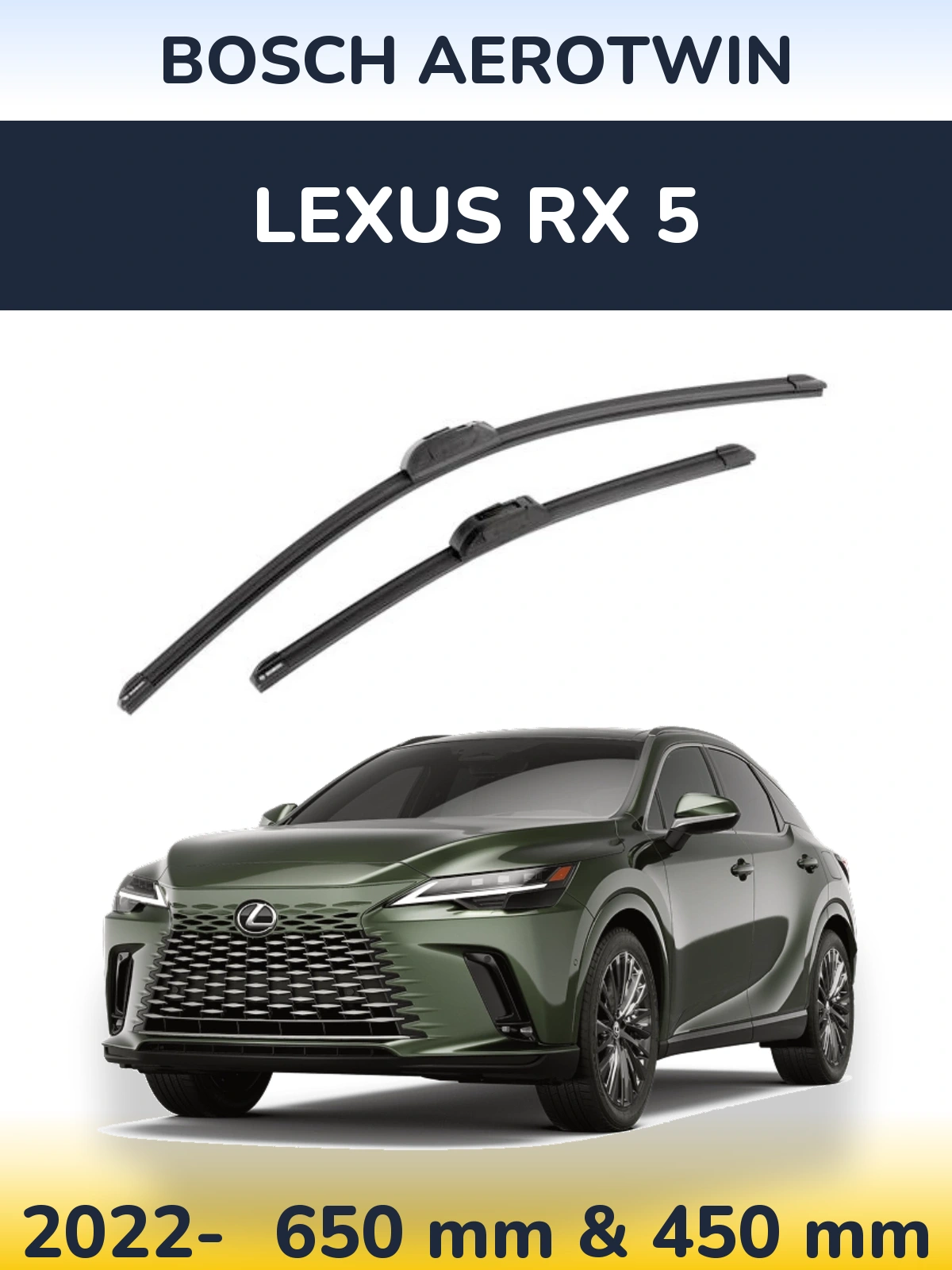 Комплект передніх щіток BOSCH AeroTwin 650 & 450 мм для Lexus RX 5 2022-2026