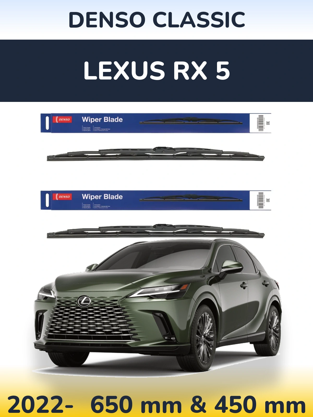 Komplet przednich wycieraczek Denso Classic 650 & 450 mm do Lexus RX 5 2022-2026