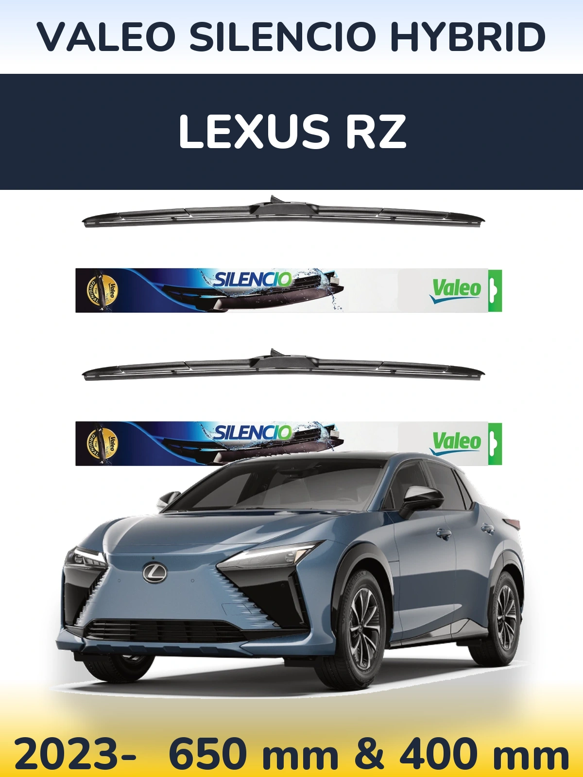 Front wiper blade set Valeo Silencio Hybrid 650 & 400 мм for Lexus RZ 2023-2026