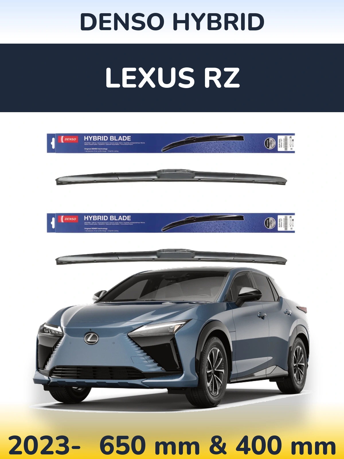 Front wiper blade set Denso Hybrid 650 & 400 мм for Lexus RZ 2023-2026
