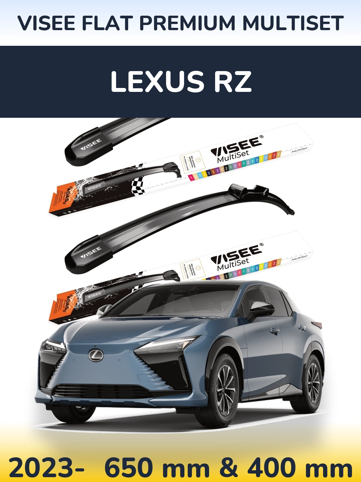 Front wiper blade set VISEE FLAT PREMIUM MultiSet 650 & 400 mm for Lexus RZ 2023-2026