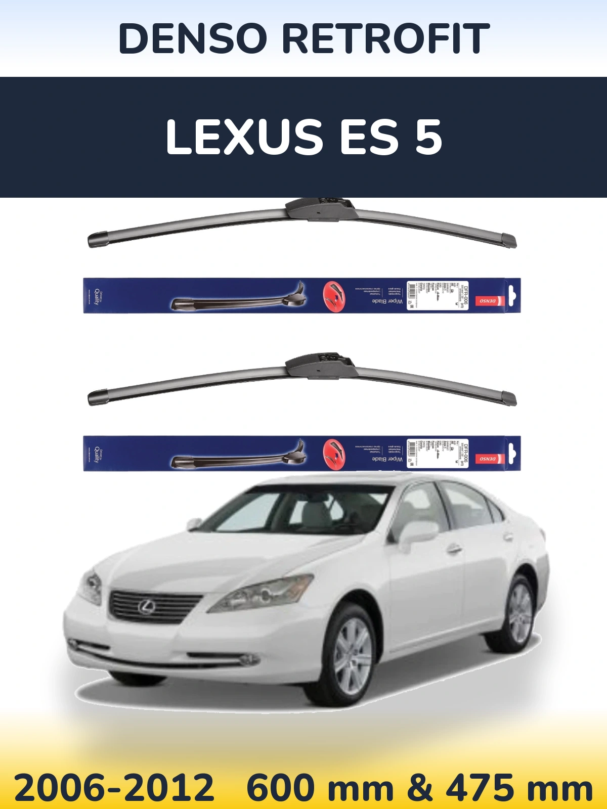 Komplet przednich wycieraczek Denso Retrofit 600 & 475 mm do Lexus ES 5 2006-2012