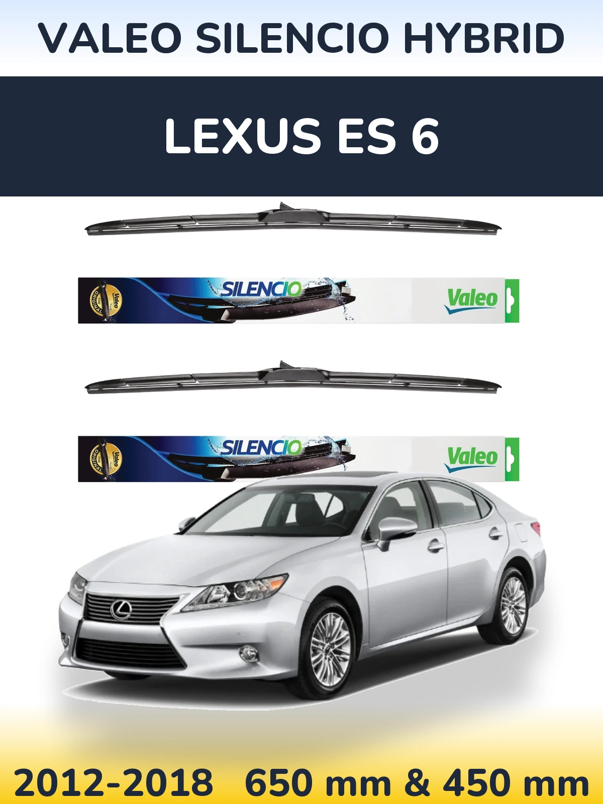 Front wiper blade set Valeo Silencio Hybrid 650 & 450 мм for Lexus ES 6 2012-2018