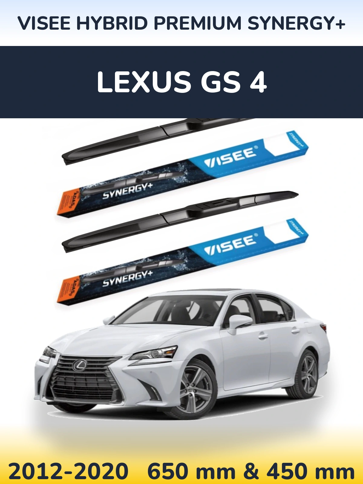 Komplet przednich wycieraczek VISEE HYBRID PREMIUM SYNERGY+ 650 & 450 mm do Lexus GS 4 2012-2020