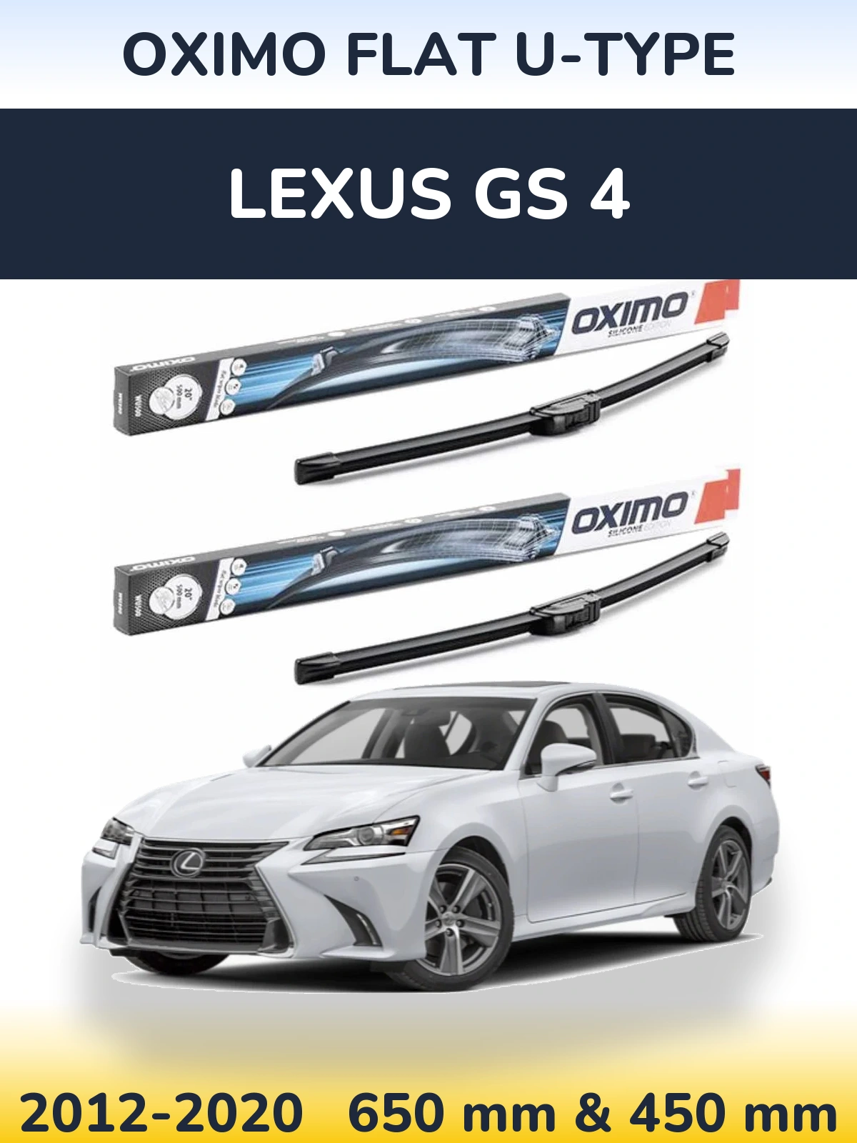 Komplet przednich wycieraczek Oximo Flat U-type 650 & 450 mm do Lexus GS 4 2012-2020