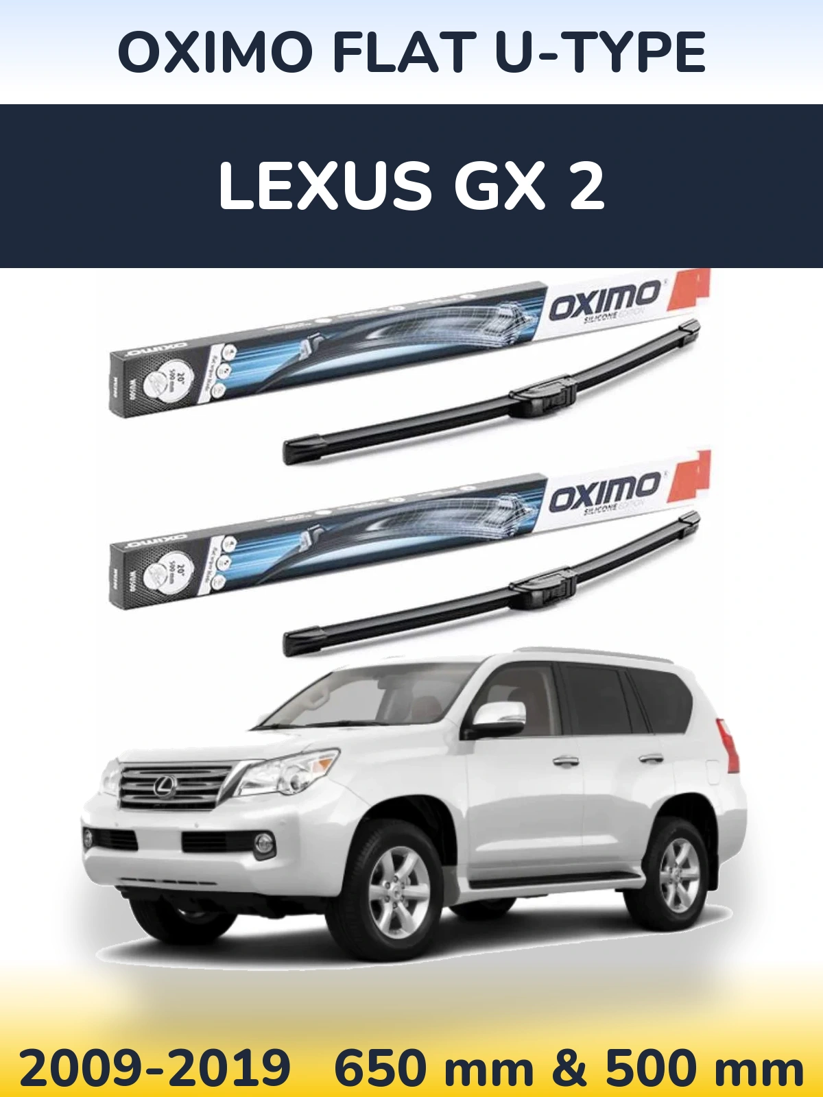 Komplet przednich wycieraczek Oximo Flat U-type 650 & 500 mm do Lexus GX 2 2009-2019