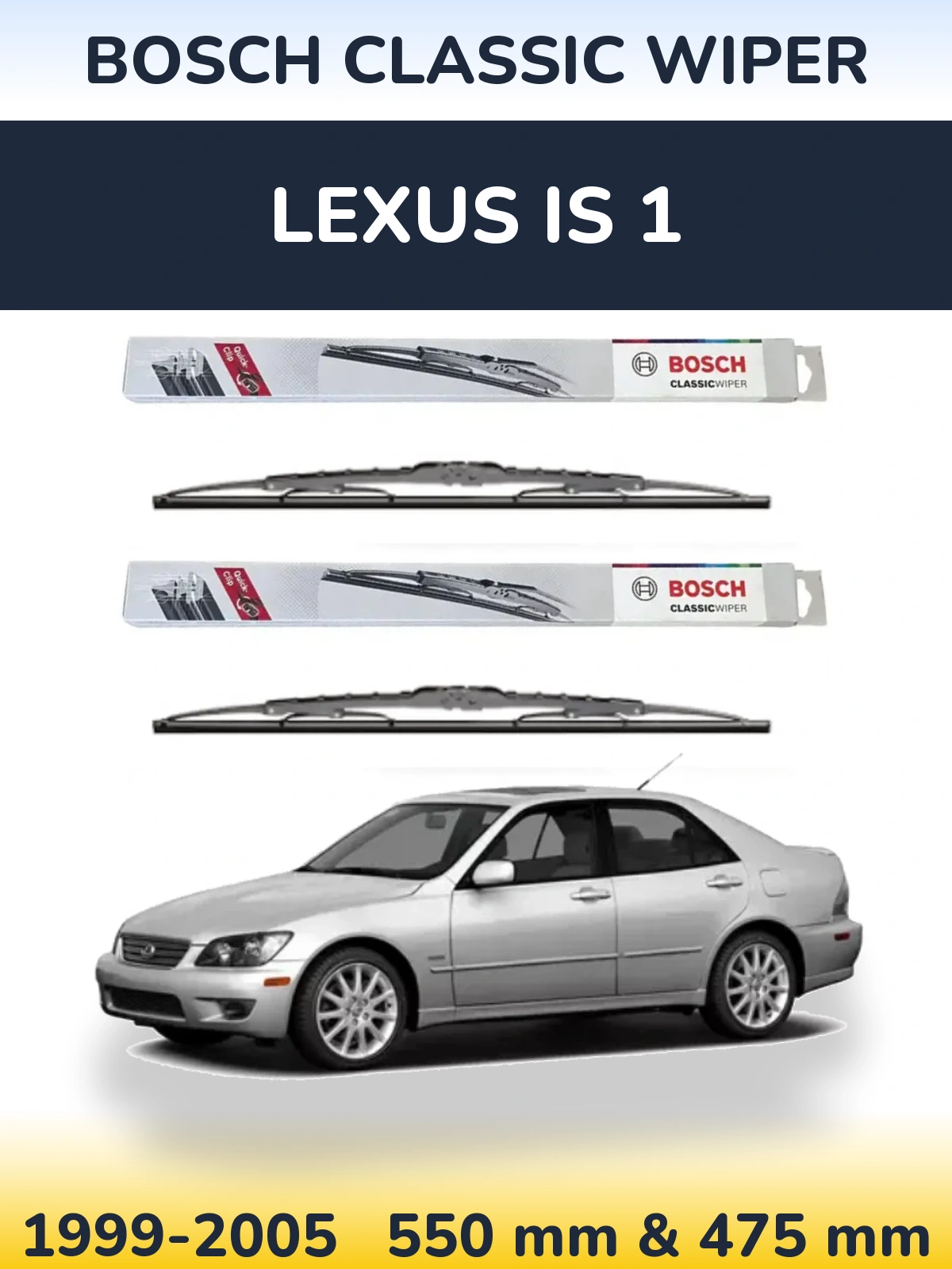 Front wiper blade set BOSCH Classic Wiper 550 & 475 мм for Lexus IS 1 1999-2005