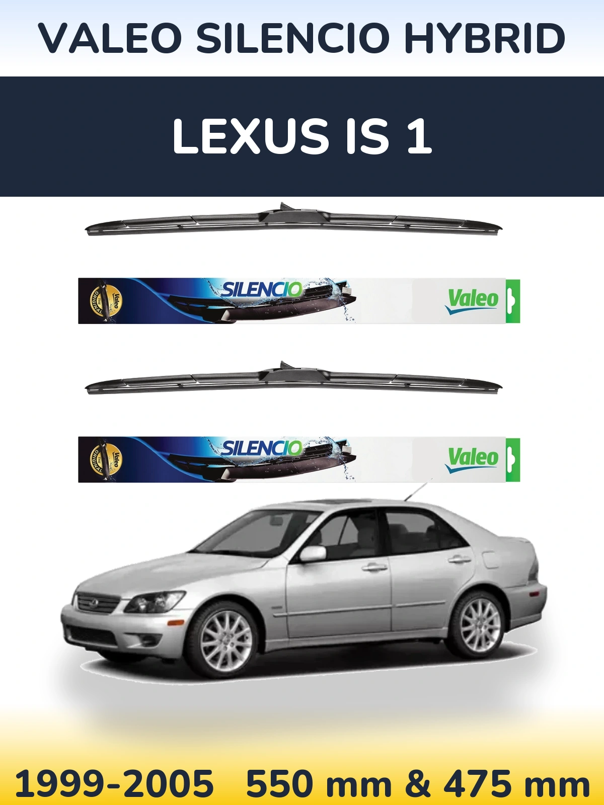Komplet przednich wycieraczek Valeo Silencio Hybrid 550 & 475 mm do Lexus IS 1 1999-2005