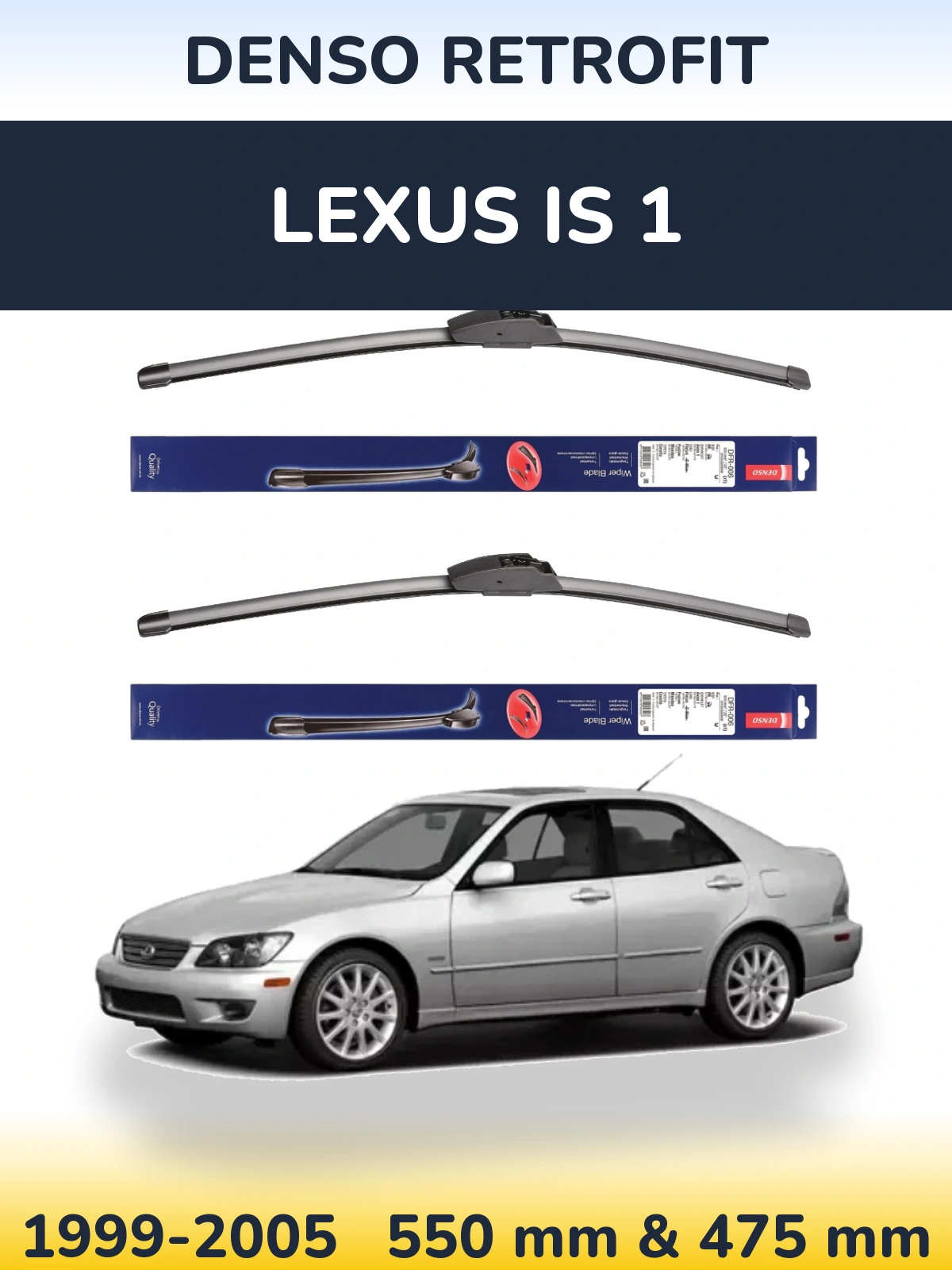 Front wiper blade set Denso Retrofit 550 & 475 мм for Lexus IS 1 1999-2005