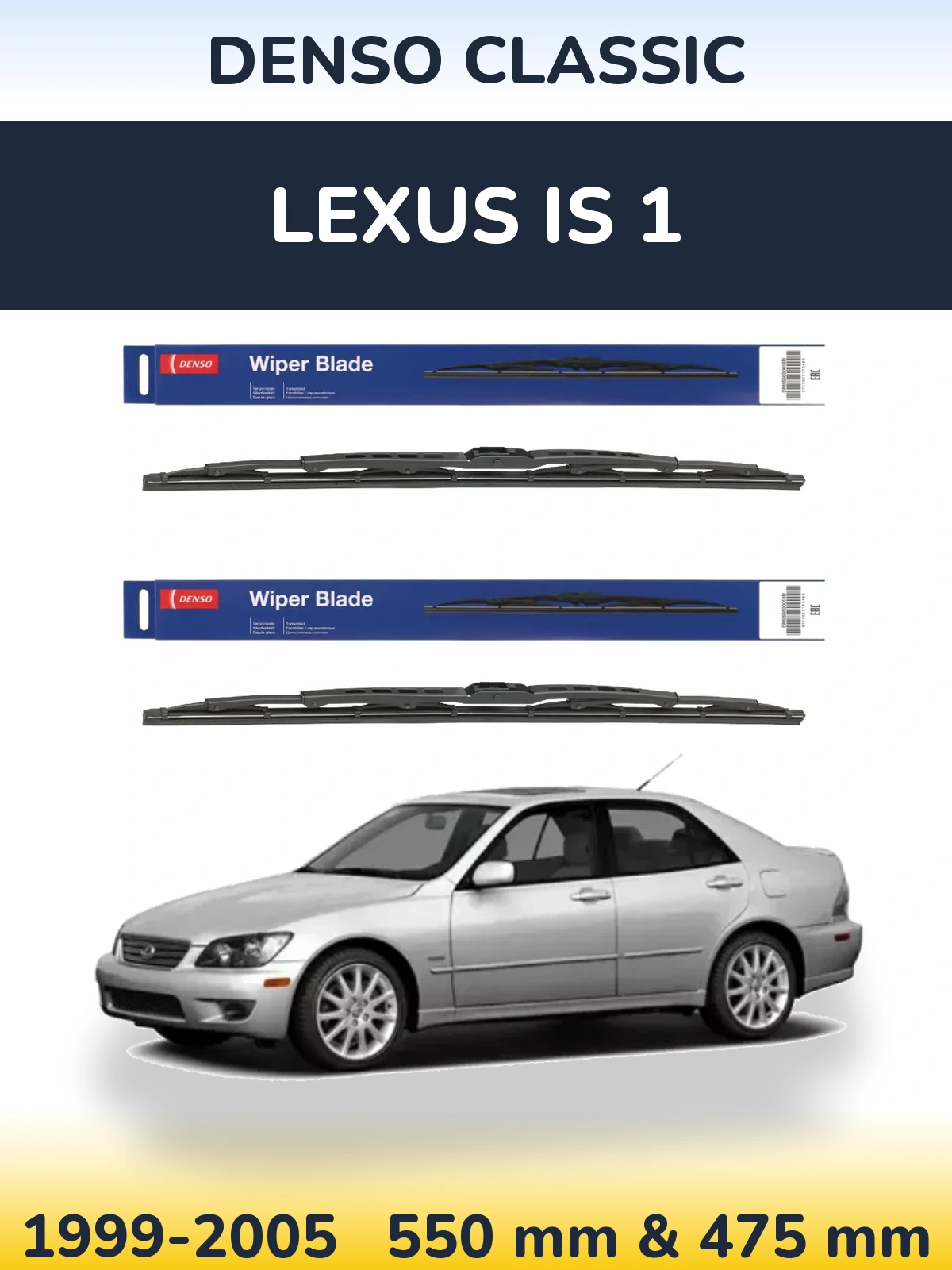 Komplet przednich wycieraczek Denso Classic 550 & 475 mm do Lexus IS 1 1999-2005
