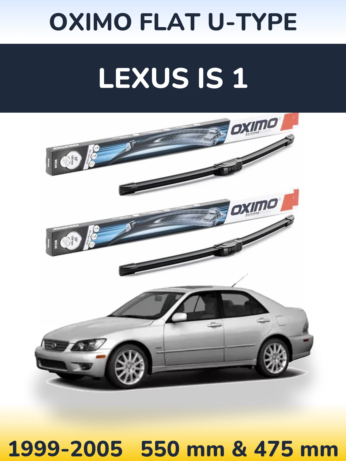 Front wiper blade set Oximo Flat U-type 550 & 475 мм for Lexus IS 1 1999-2005