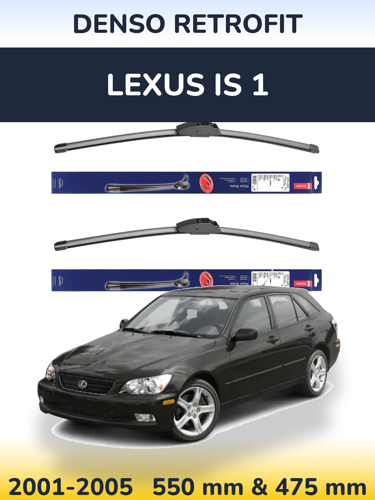 Front wiper blade set Denso Retrofit 550 & 475 мм for Lexus IS 1 2001-2005