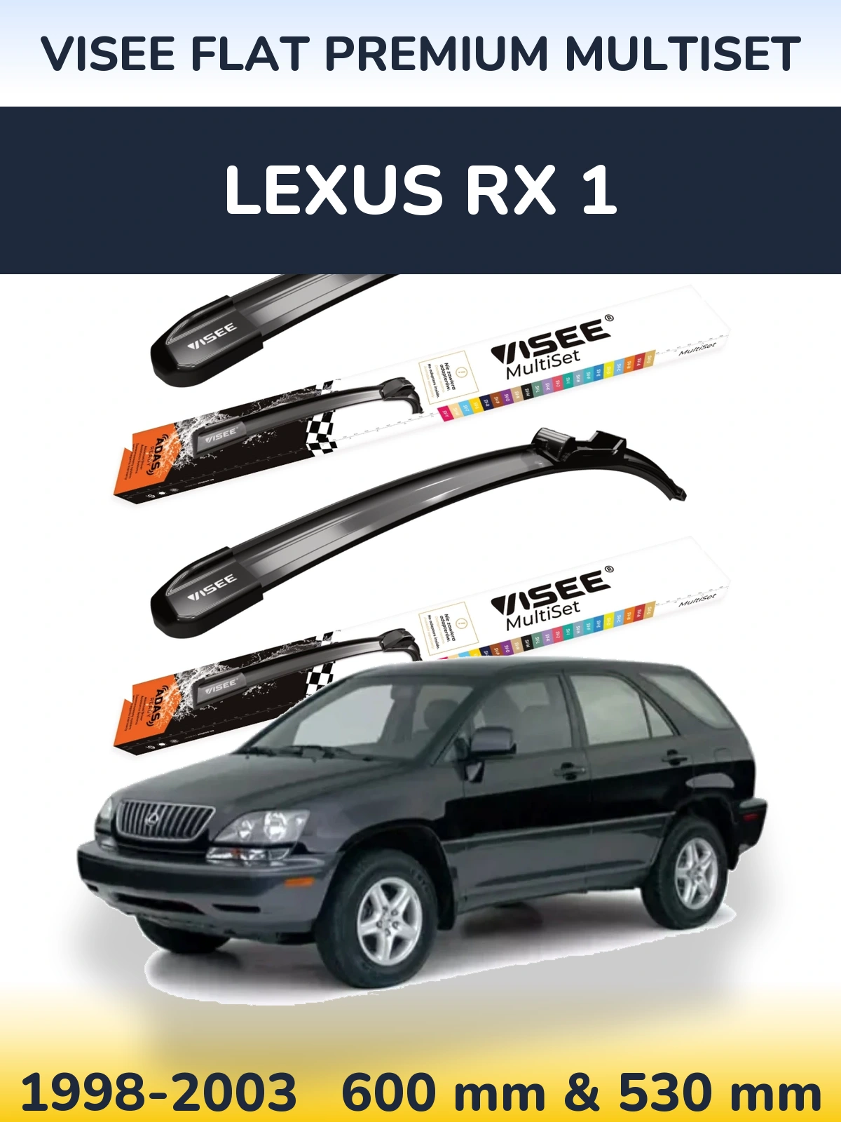 Komplet przednich wycieraczek VISEE FLAT PREMIUM MultiSet 600 & 530 mm do Lexus RX 1 1998-2003