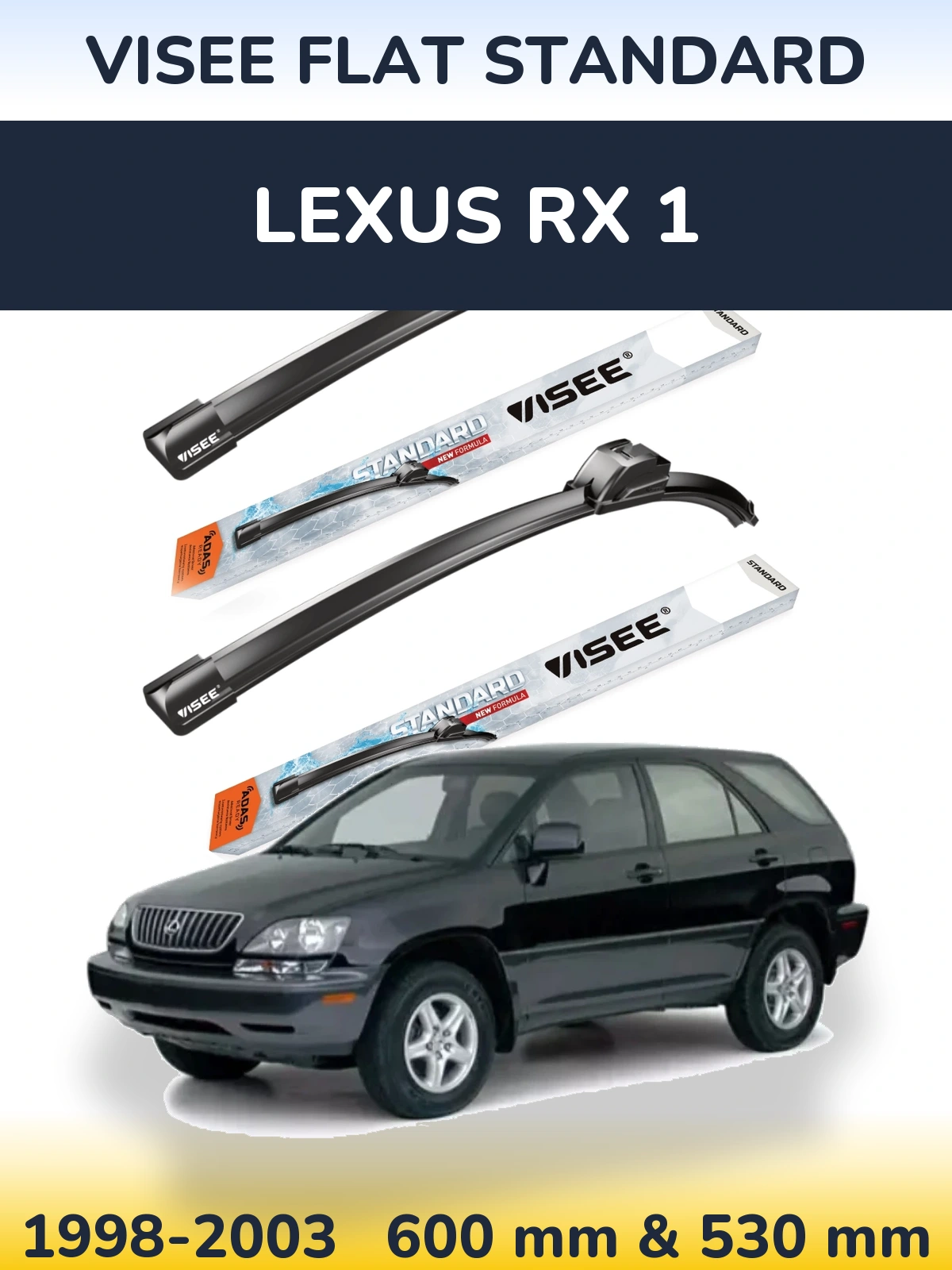 Комплект передніх щіток VISEE FLAT STANDARD 600 & 530 мм для Lexus RX 1 1998-2003