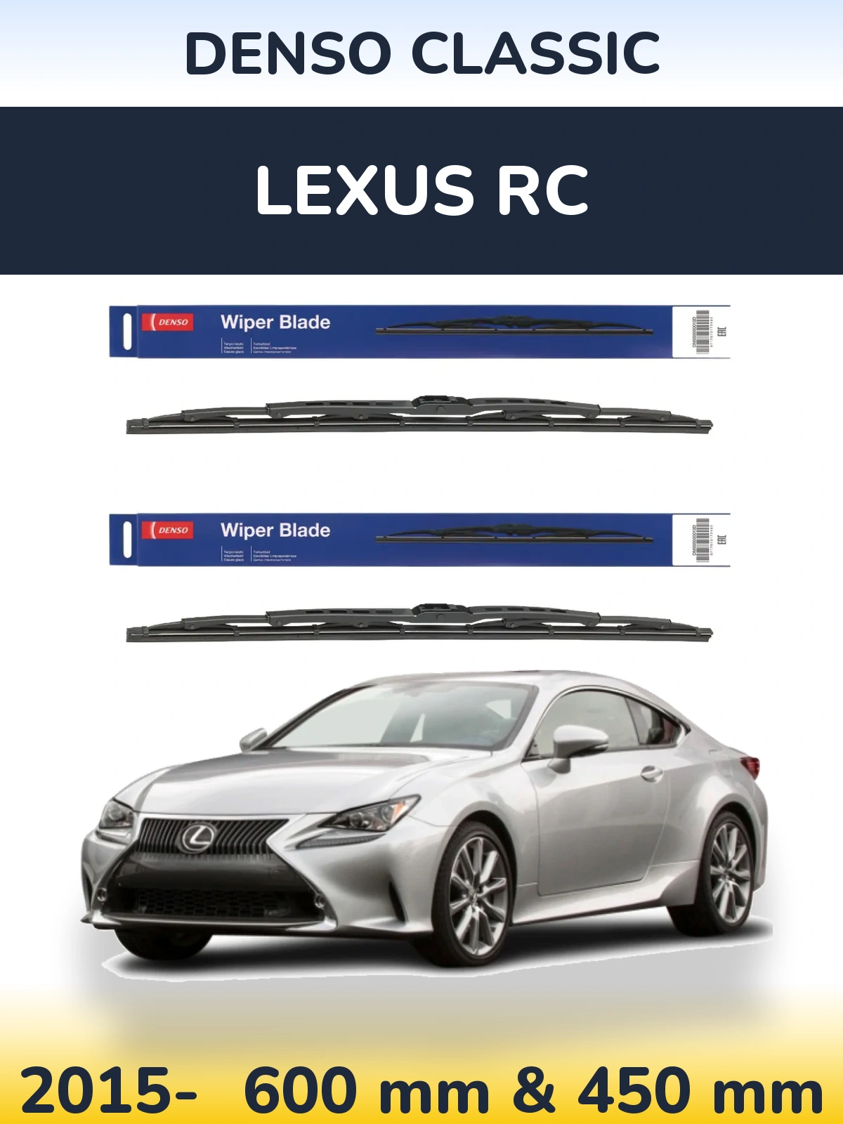Komplet przednich wycieraczek Denso Classic 600 & 450 mm do Lexus RC 2015-2026