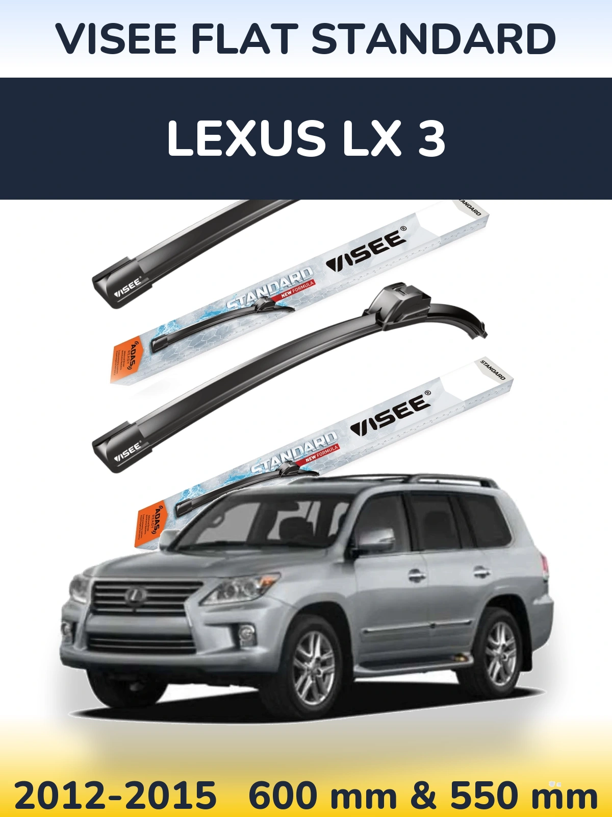 Komplet przednich wycieraczek VISEE FLAT STANDARD 600 & 550 mm do Lexus LX 3 2012-2015