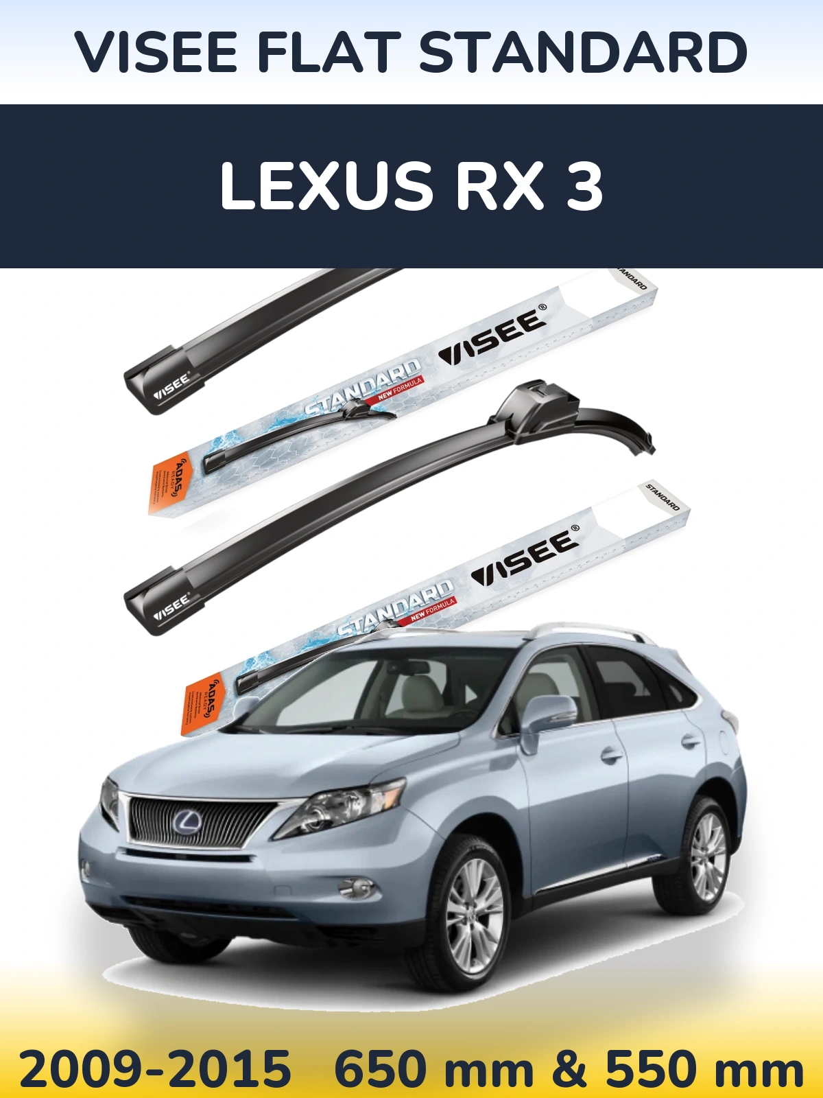 Front wiper blade set VISEE FLAT STANDARD 650 & 550 мм for Lexus RX 3 2009-2015