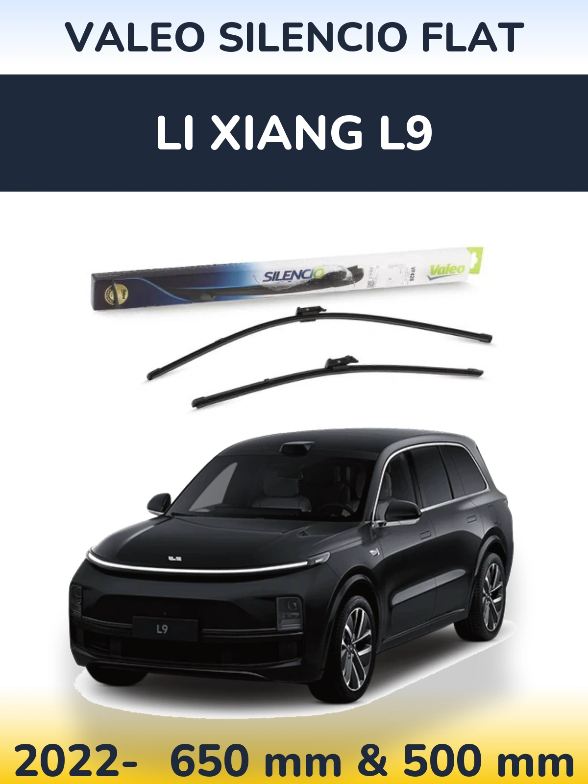 Front wiper blade set Valeo Silencio Flat 650 & 500 мм for Li Xiang L9 2022-2026