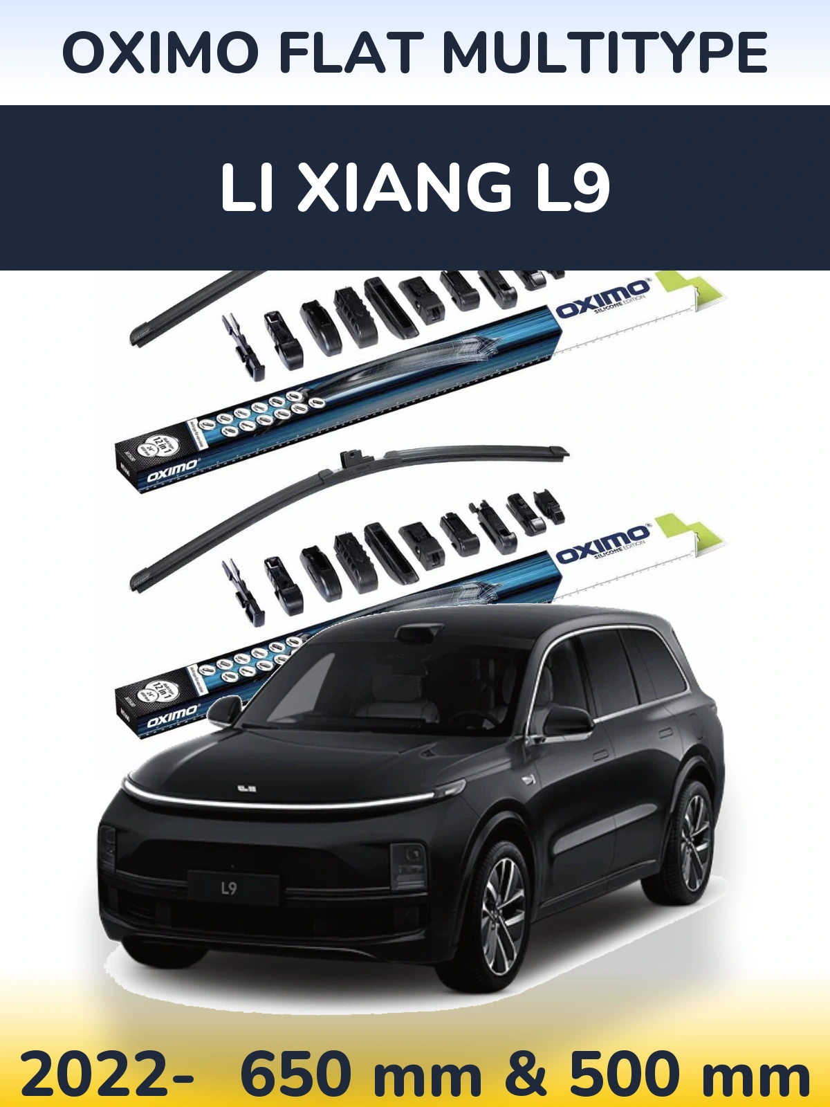 Front wiper blade set Oximo Flat MultiTypee 650 & 500 мм for Li Xiang L9 2022-2026
