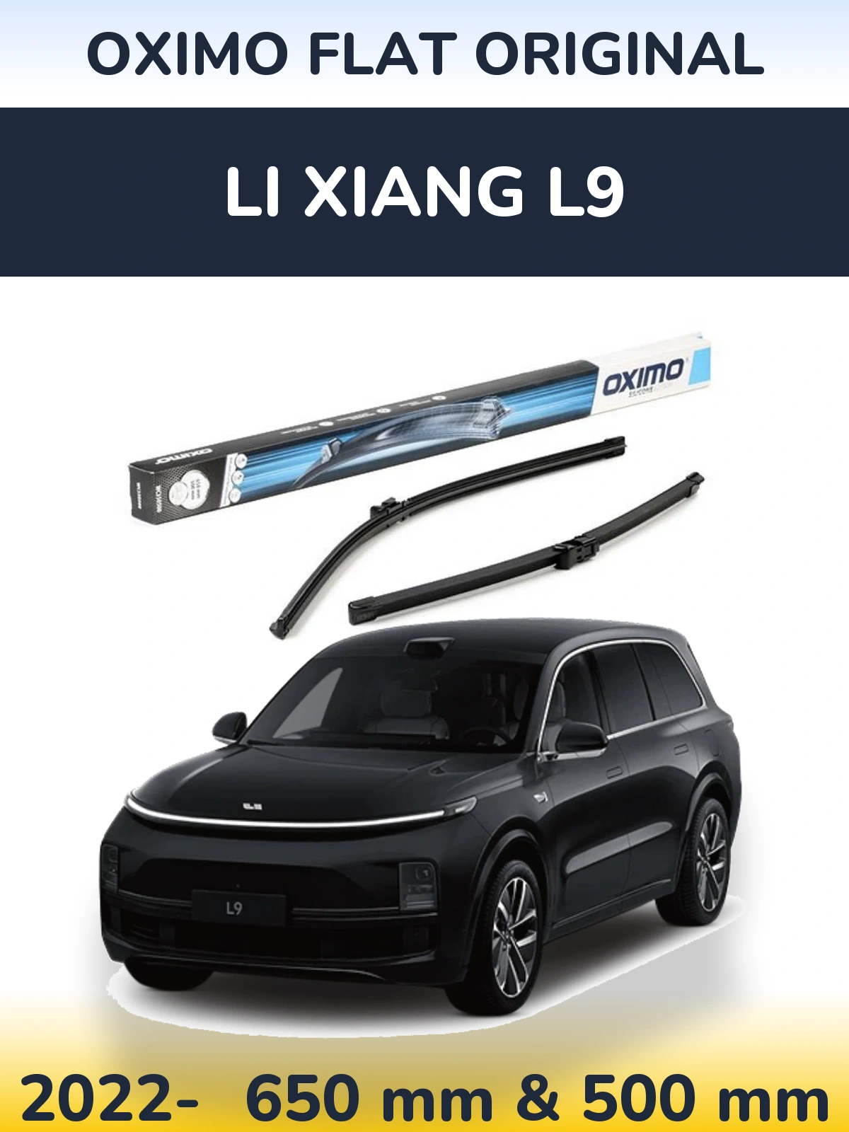 Front wiper blade set Oximo Flat Original 650 & 500 мм for Li Xiang L9 2022-2026