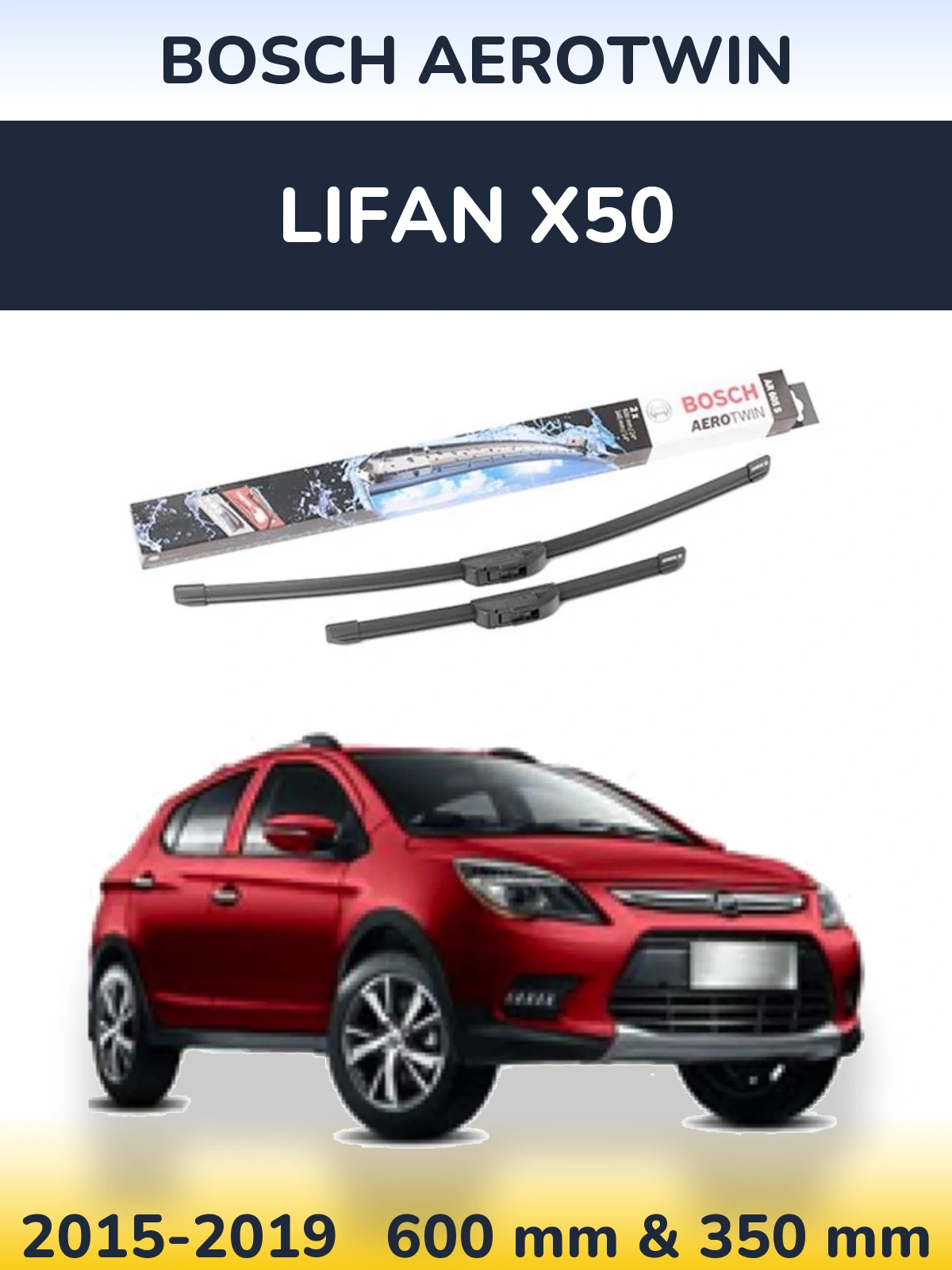 Komplet przednich wycieraczek BOSCH AeroTwin 600 & 350 mm do Lifan X50 2015-2019