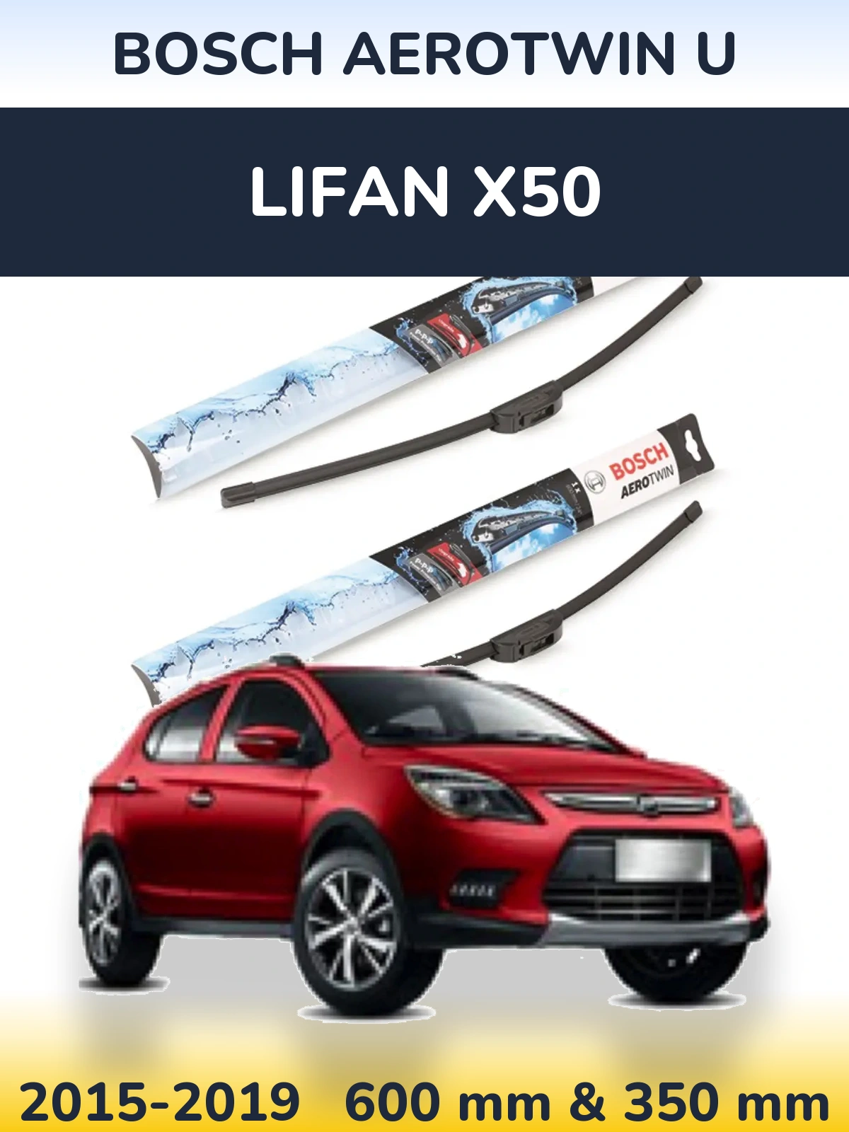 Komplet przednich wycieraczek BOSCH AeroTwin U 600 & 350 mm do Lifan X50 2015-2019