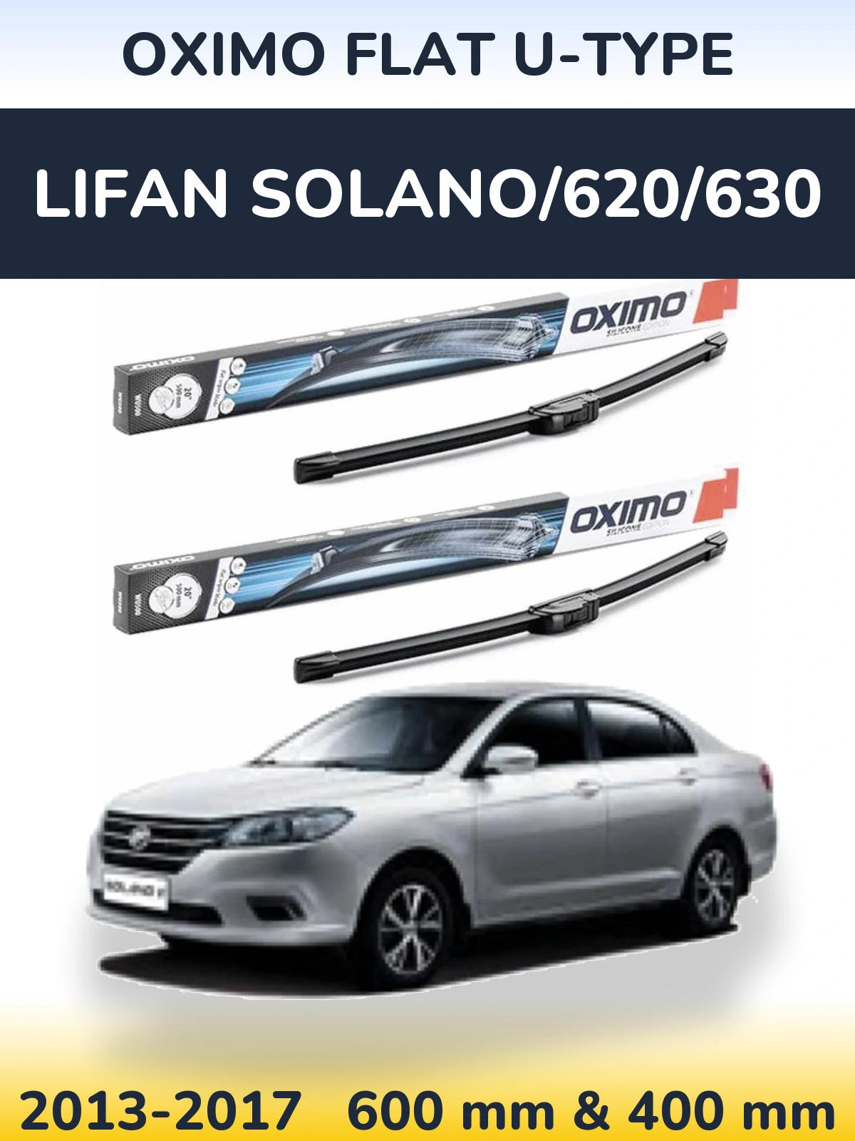 Komplet przednich wycieraczek Oximo Flat U-type 600 & 400 mm do Lifan Solano/620/630 2013-2017