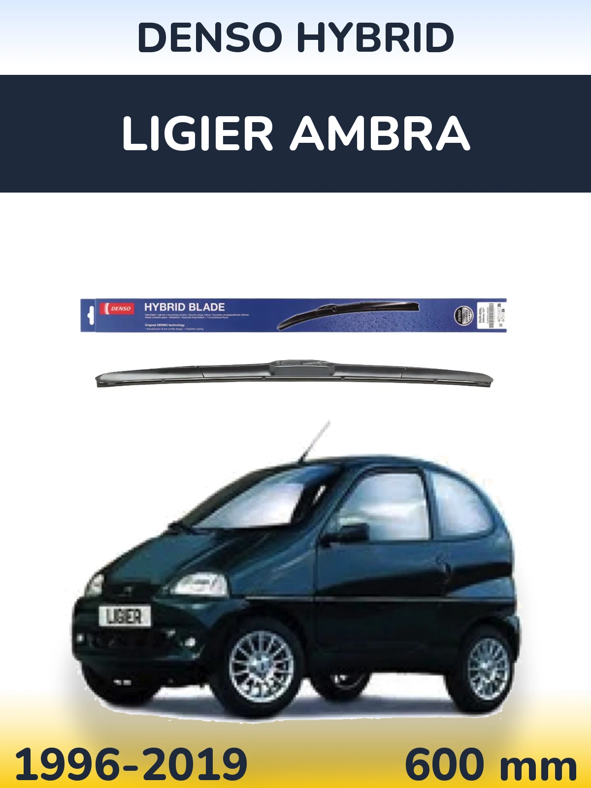 Передний дворник Denso Hybrid 600 мм для Ligier Ambra 1996-2019