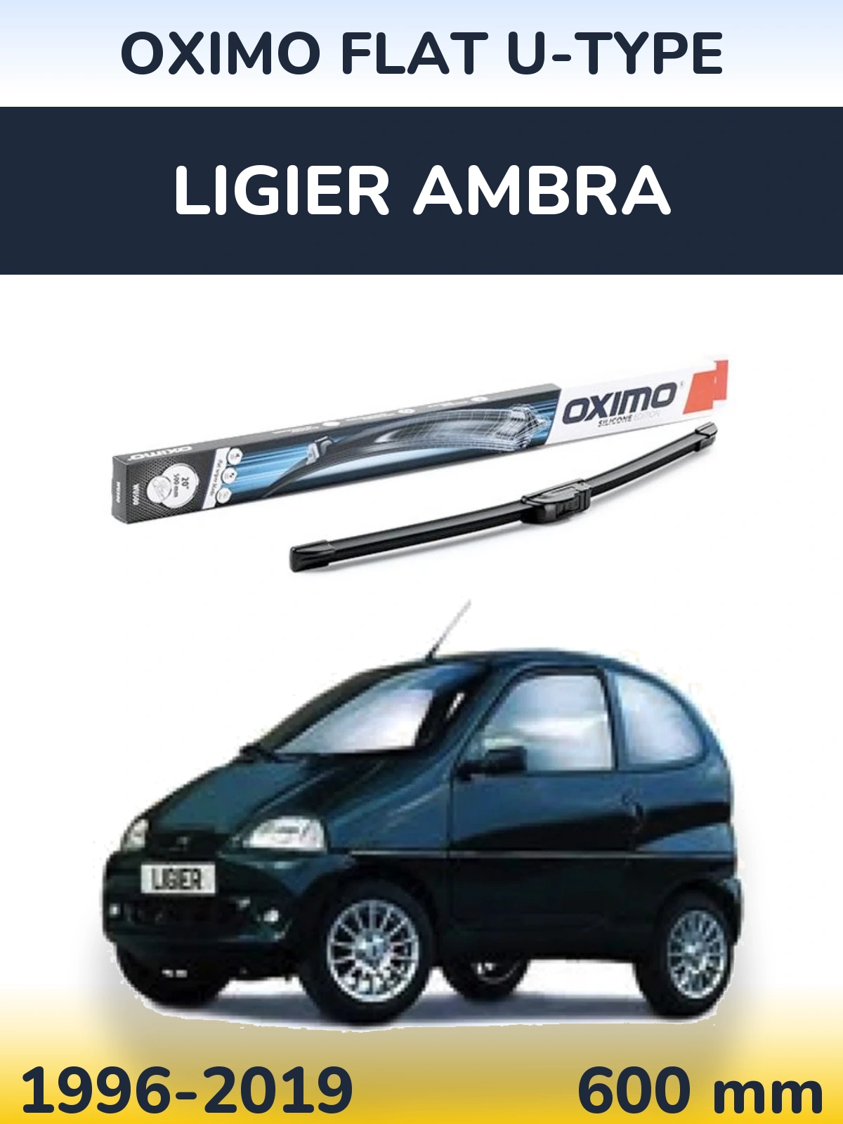 Передний дворник Oximo Flat U-type 600 мм для Ligier Ambra 1996-2019