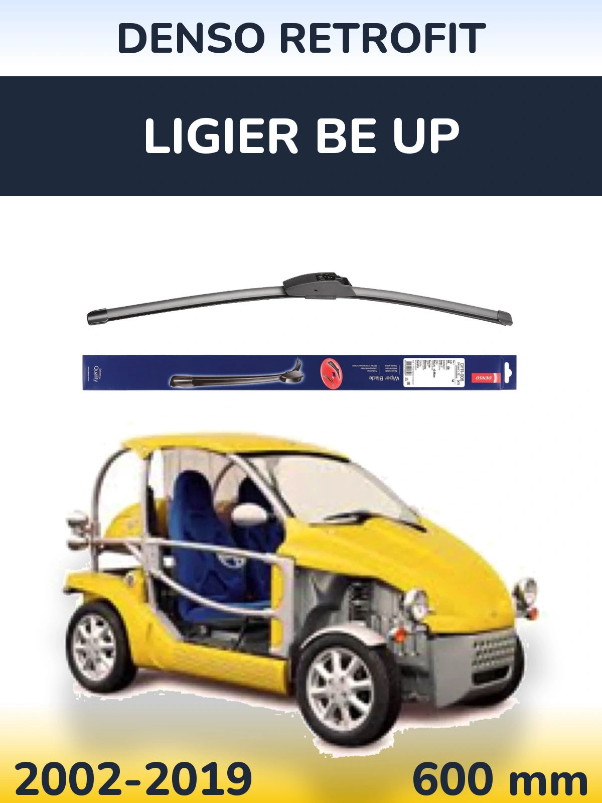 Przednia wycieraczka Denso Retrofit 600 mm do Ligier Be Up 2002-2019